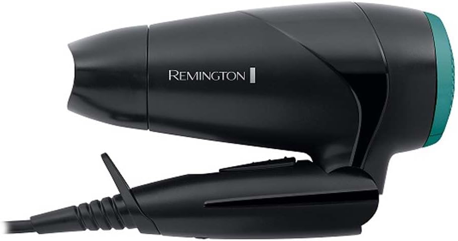 Remington Sèche-cheveux de voyage [Ultra Compact, Léger & Puissant] On the go pliable (2000W, voltage universel, 2 niveaux de températures et puissance, concentrateur, diffuseur) D1500