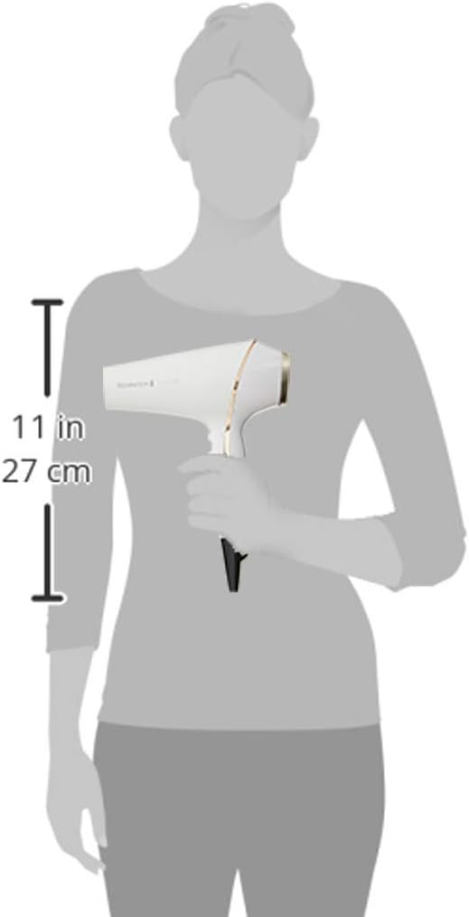 Remington Sèche-cheveux Ionique [Technologie OptiHeat] PROluxe (2400W, moteur AC longue durée, tenue 24 H & résultat salon, 3 températures/ 2 vitesses, 3 concentrateurs + 1 diffuseur volume) AC9140