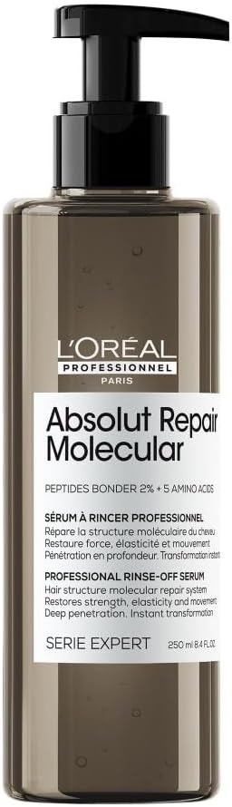 L'OREAL PROFESSIONNEL - Sérum Réparateur à Rincer - Traitement Moléculaire & Instantané - Tous types de Cheveux Abîmés - Restaure la Force - Formule Brevetée - Absolut Repair Molecular - 250ml