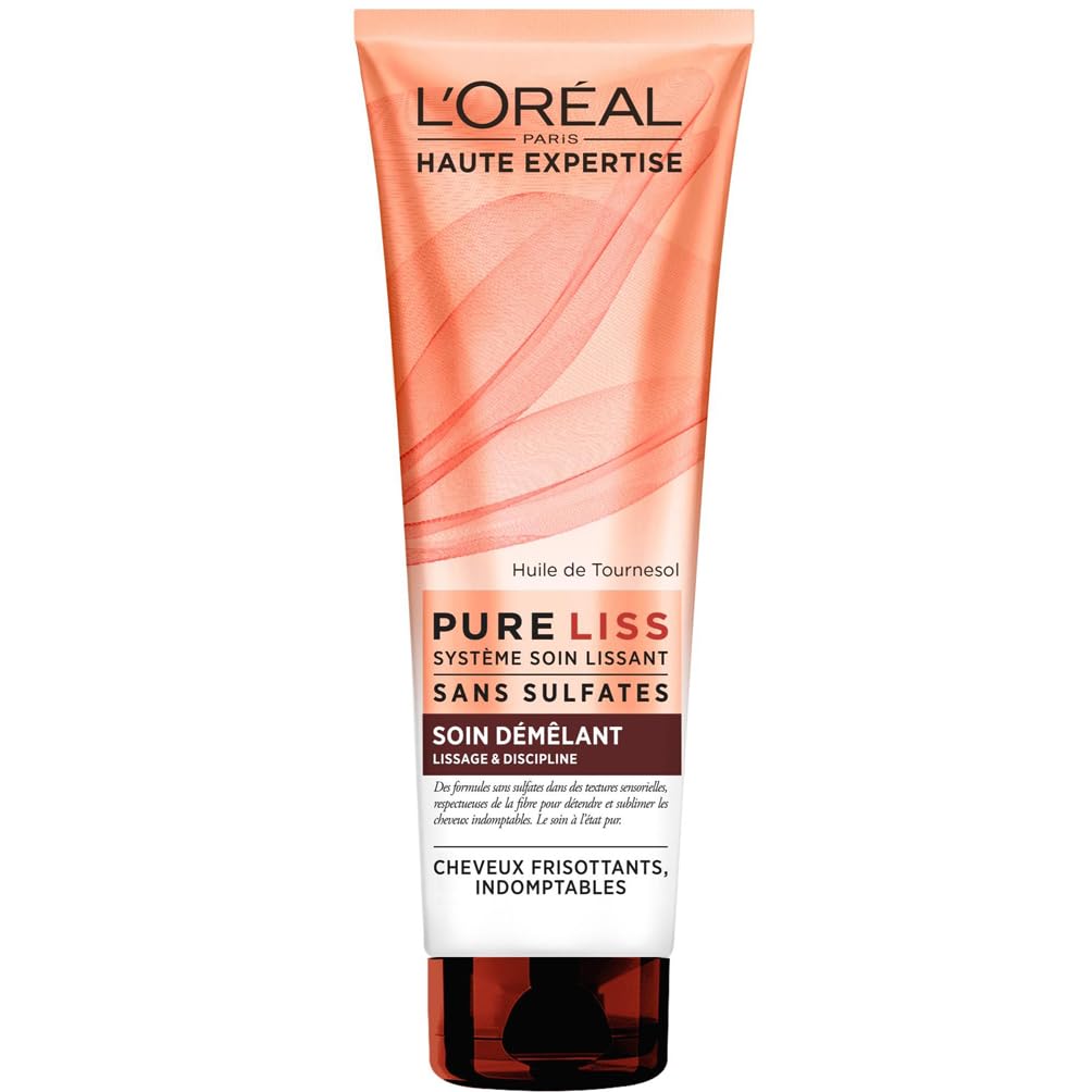 L'Oréal Paris Pure Liss Shampoing Sans Sulfate à l'Huile de Tournesol - Lissage & Discipline - Cheveux Frisés & Indomptables - 250 ml