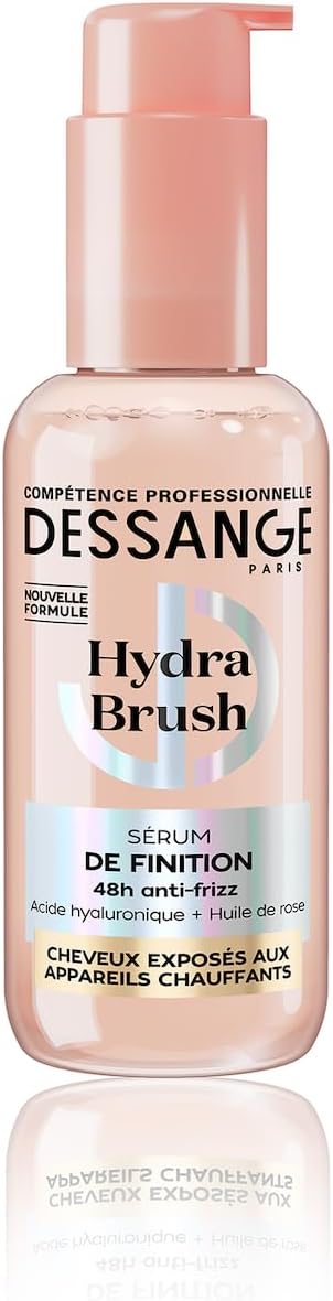 DESSANGE - Sérum Cheveux Sans Rinçage Thermo-Protecteur Hydra Brush - Acide Hyaluronique & Huile De Rose - Hydrate, Protège & Définit - Cheveux Exposés Aux Appareils Chauffants - 110ml