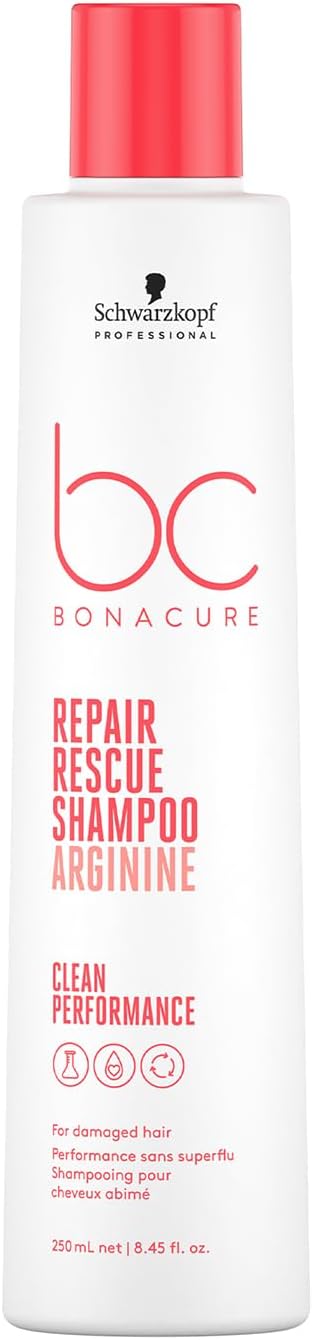 Schwarzkopf Professional Bonacure Repair Rescue Shampoo Pour Cheveux Abîmés Complexe De Soins Végan Avec Arginine Cell Equalizer Technology Hydratant Force Intérieure Sans Sulfate 250 ml