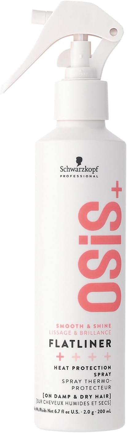 Schwarzkopf Professional OSiS Flatliner Spray Fixateur Protection Thermique Lisse Et Brillance Réduit Les Cassures Protège Contre L'Humidité Tenue Légère 200 ml