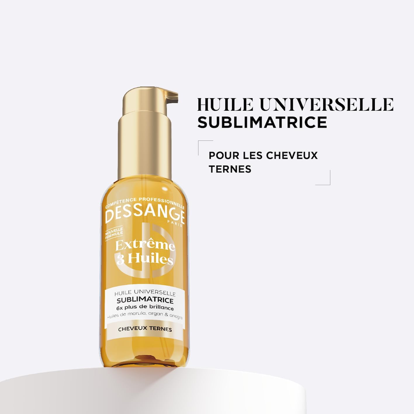 DESSANGE - Huile Cheveux Universelle Sublimatrice Extrême 3 Huiles - Formule Enrichie En Huiles De Marula, D’Argan & D'Onagre - Nourrit, Protège, Répare - Pour Cheveux Ternes - 110ml