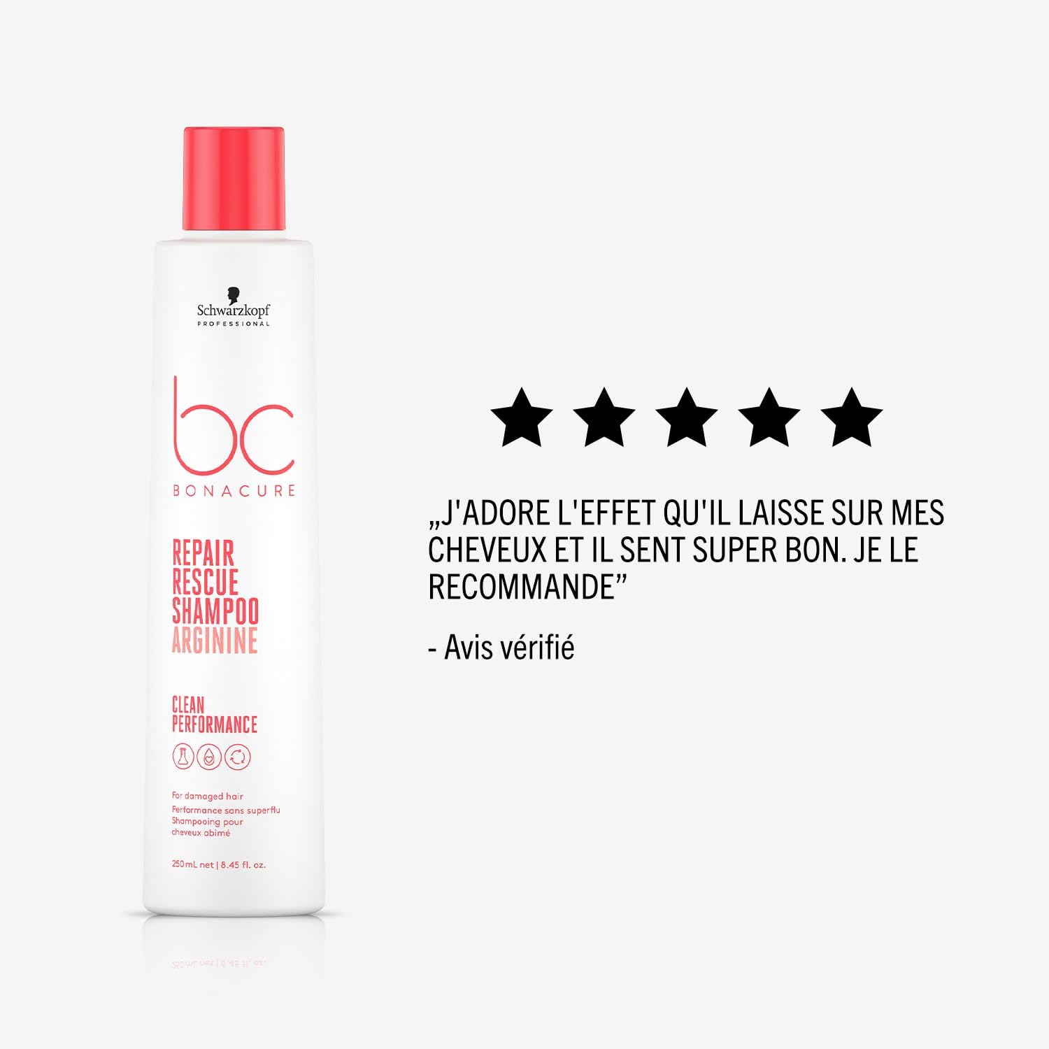 Schwarzkopf Professional Bonacure Repair Rescue Shampoo Pour Cheveux Abîmés Complexe De Soins Végan Avec Arginine Cell Equalizer Technology Hydratant Force Intérieure Sans Sulfate 250 ml