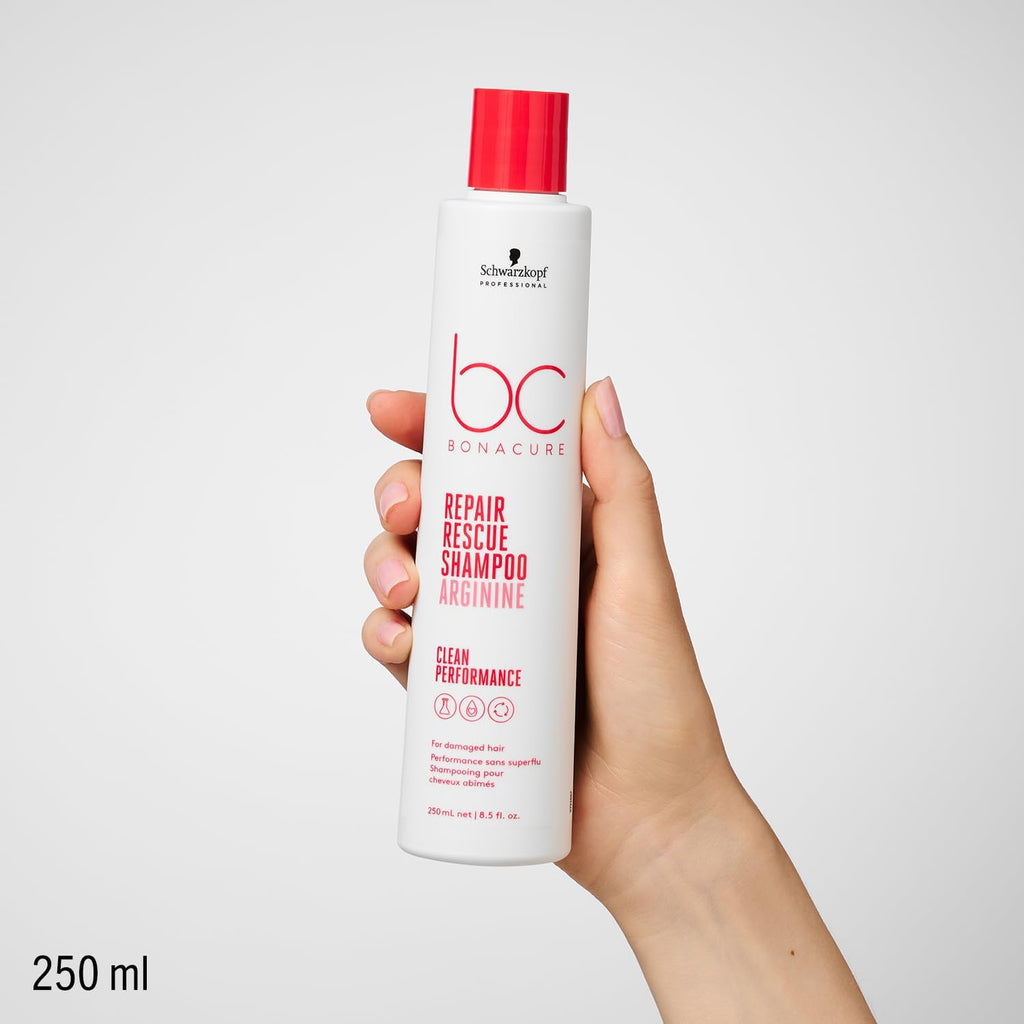 Schwarzkopf Professional Bonacure Repair Rescue Shampoo Pour Cheveux Abîmés Complexe De Soins Végan Avec Arginine Cell Equalizer Technology Hydratant Force Intérieure Sans Sulfate 250 ml