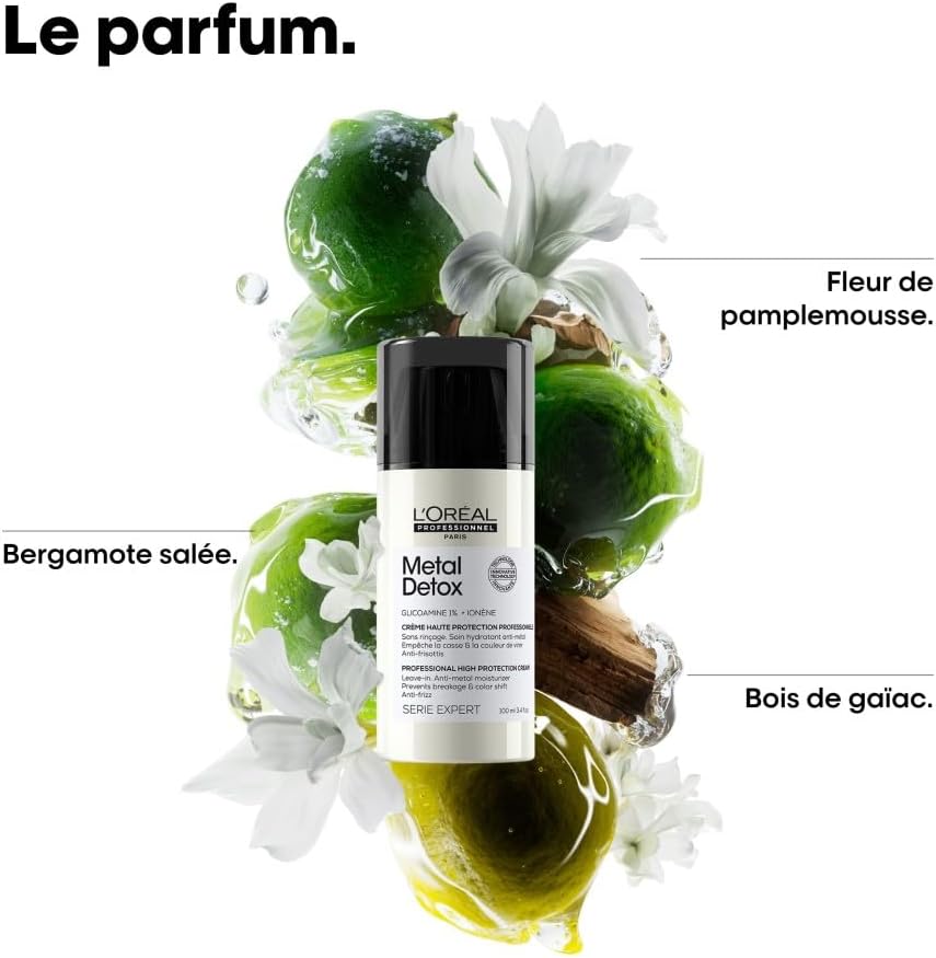 L'OREAL PROFESSIONNEL - Crème Haute Protection - Cheveux Abîmés & Cassants, Colorés ou Naturels - Sans-Rinçage - Protège des UV et de la Chaleur - Technologie Brevetée - Metal Detox - 100ml