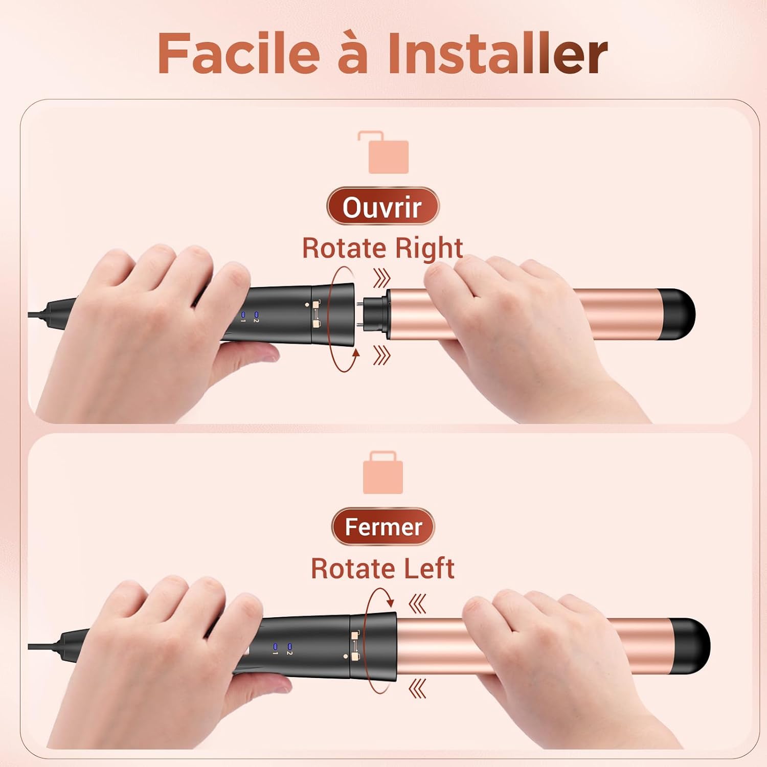 BESTOPE MIX Boucleur 3 Tete Fer a Boucler-[22mm] Boucleur a Cheveux en Céramique Fer à Friser 2 Températures, Fer a Onduler Chauffage Rapide pour Cheveux Longs, Courts