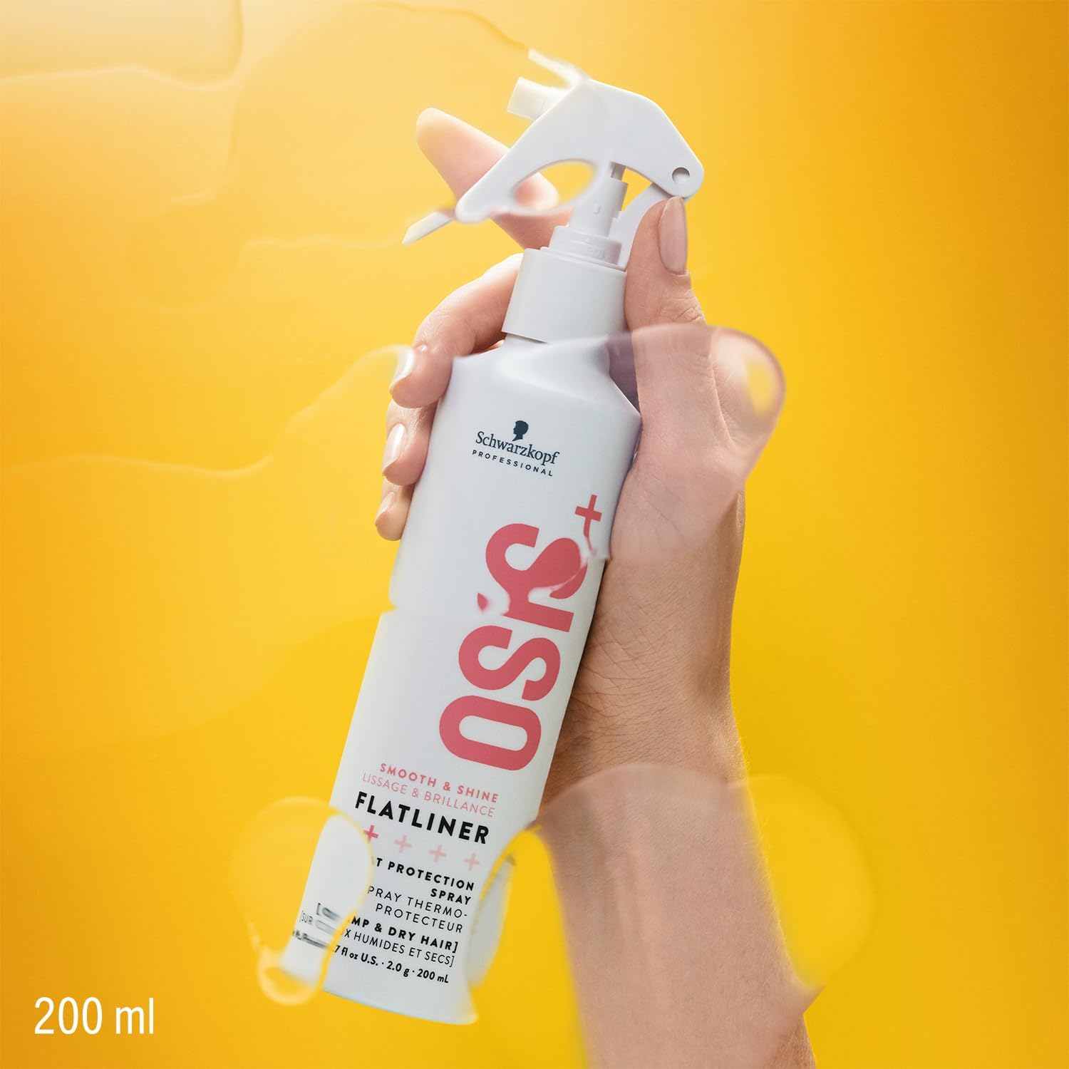 Schwarzkopf Professional OSiS Flatliner Spray Fixateur Protection Thermique Lisse Et Brillance Réduit Les Cassures Protège Contre L'Humidité Tenue Légère 200 ml