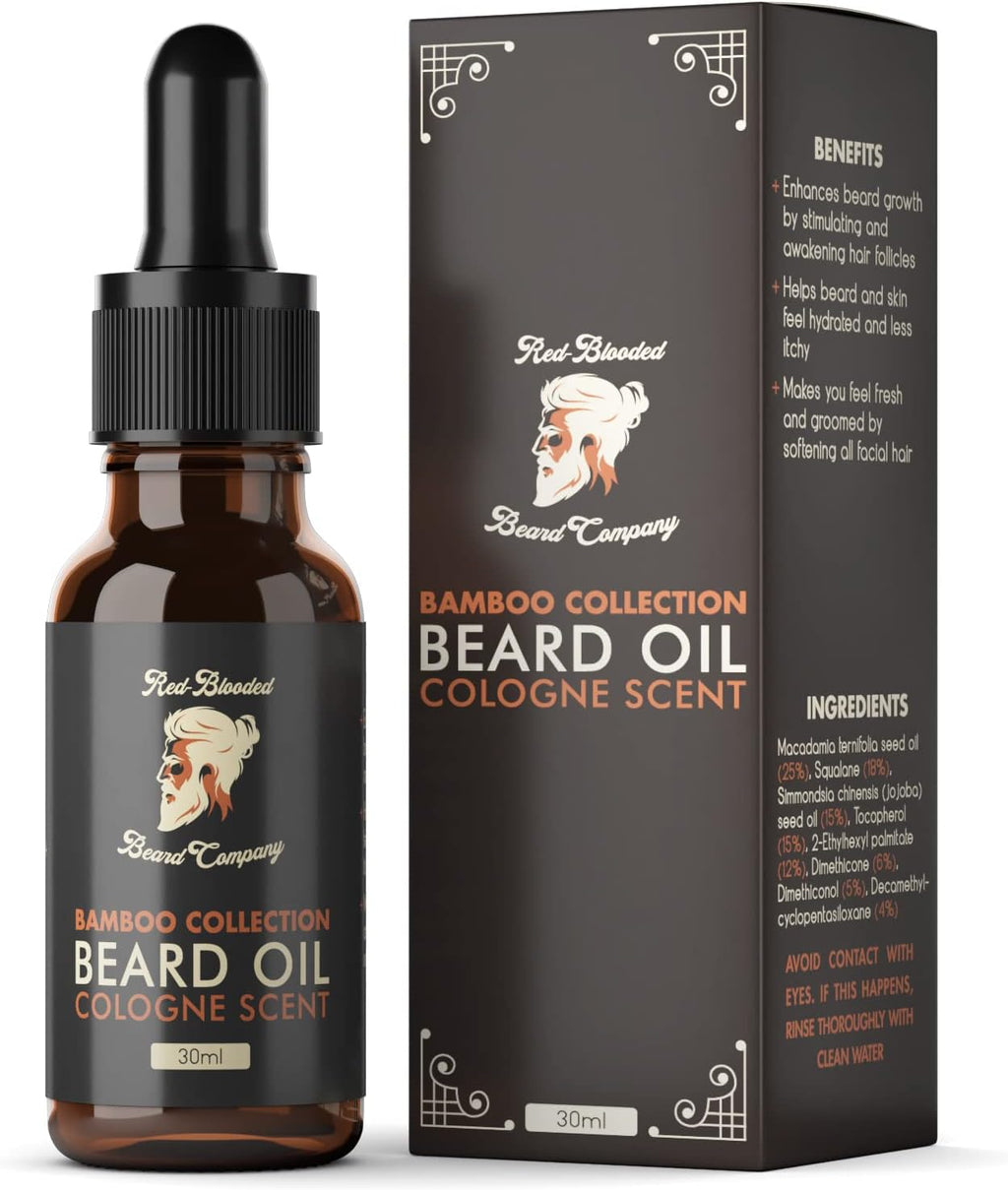 Red-Blooded Huile Barbe Homme parfumée à la Cologne - Aidant votre barbe à avoir un aspect, une sensation et une odeur irrésistibles - Végétalien