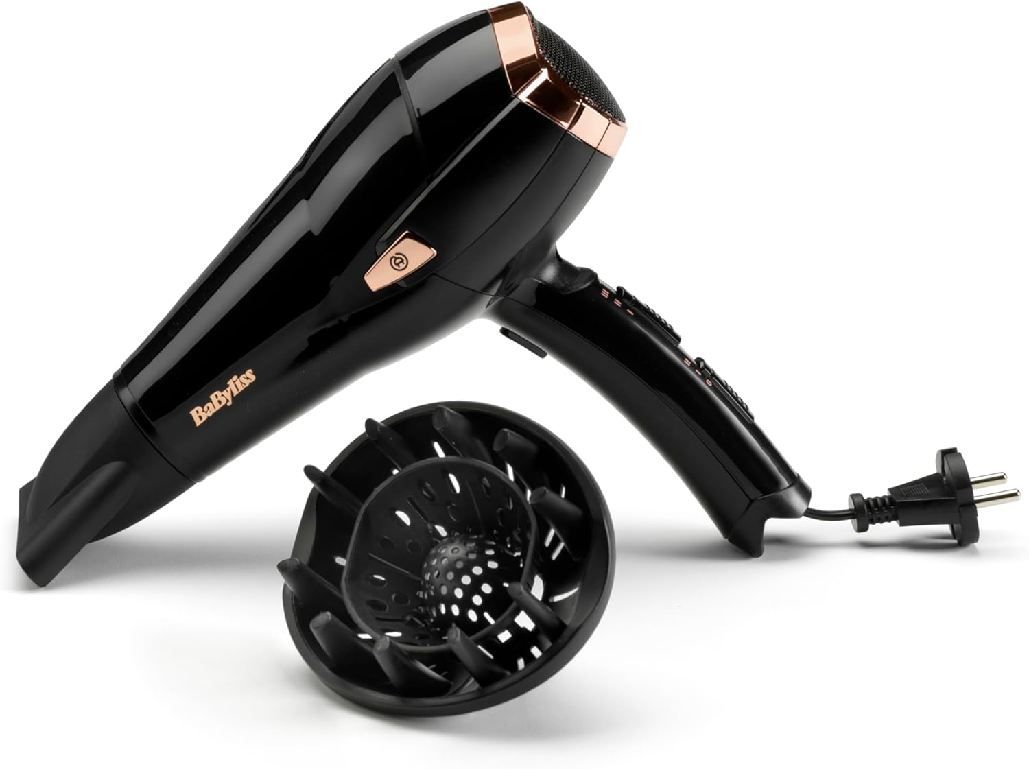 BaByliss Sèche-cheveux Cordkeeper - Sèche-cheveux puissant de 2000W avec 1,65m cordon rétractable, Technologie ionique anti-frisottis, 3 réglages de température et 2 réglages de vitesse, Noir, D373E