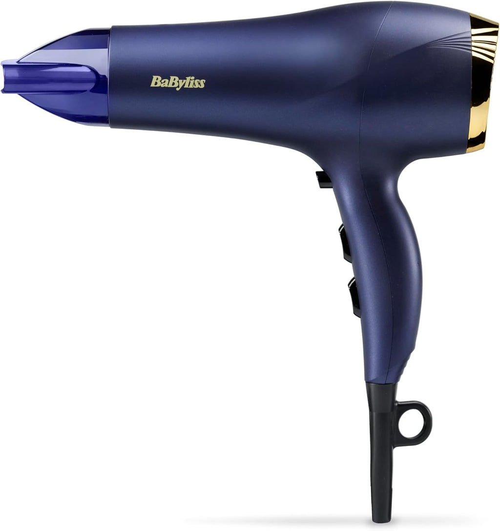 BaByliss Sèche-cheveux Midnight Luxe - Puissance de 2300W, Fonction ionique anti-frisottis, Séchage rapide, Professionnel et léger, 3 réglages de température & 2 réglages de vitesses, 5781PE