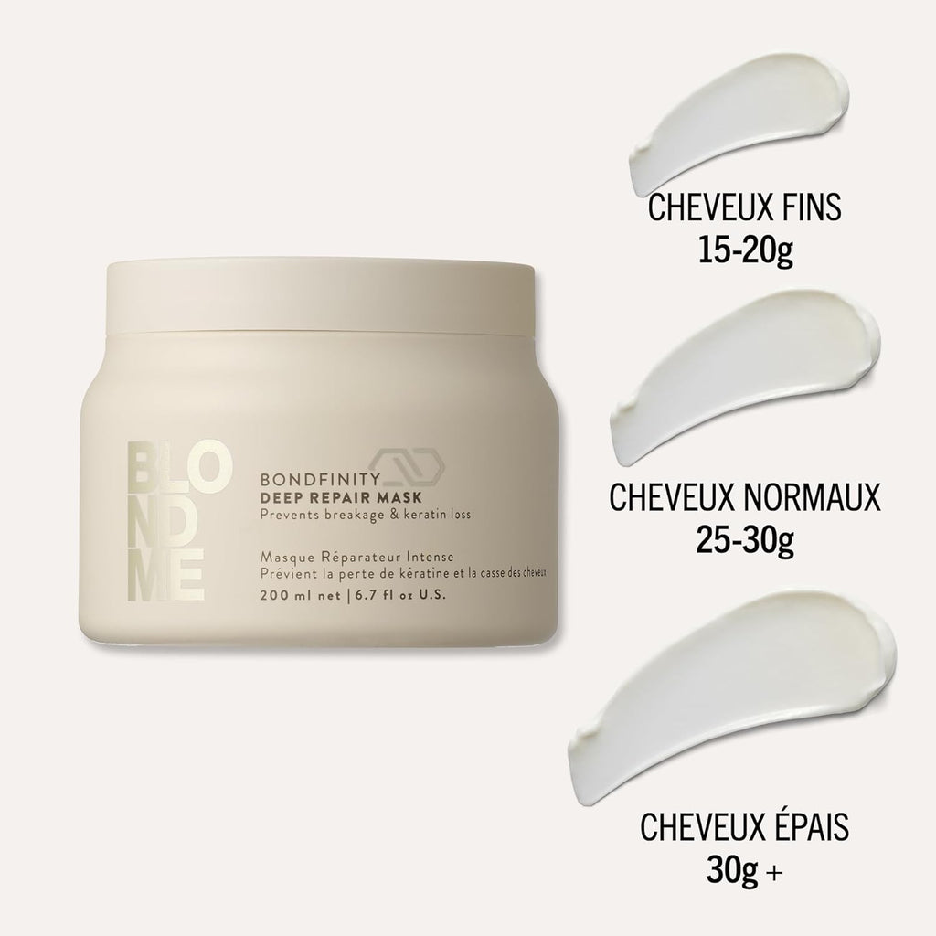 Schwarzkopf Professional BLONDME Bondfinity Deep Repair Mask Masque Capillaire Renforçant Créer Des Liaisons Lissage Et Protection Des Cheveux Poreux Hydratant Et Adoucissant 200 ml