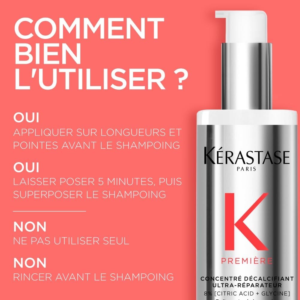 KERASTASE Première - Coffret Cheveux - Protocole Décalcifiant - Concentré Décalcifiant Ultra-Réparateur 45 ml + Bain Décalcifiant Réparateur 80 ml + Masque Filler Réparateur - Cheveux Secs & Abîmés