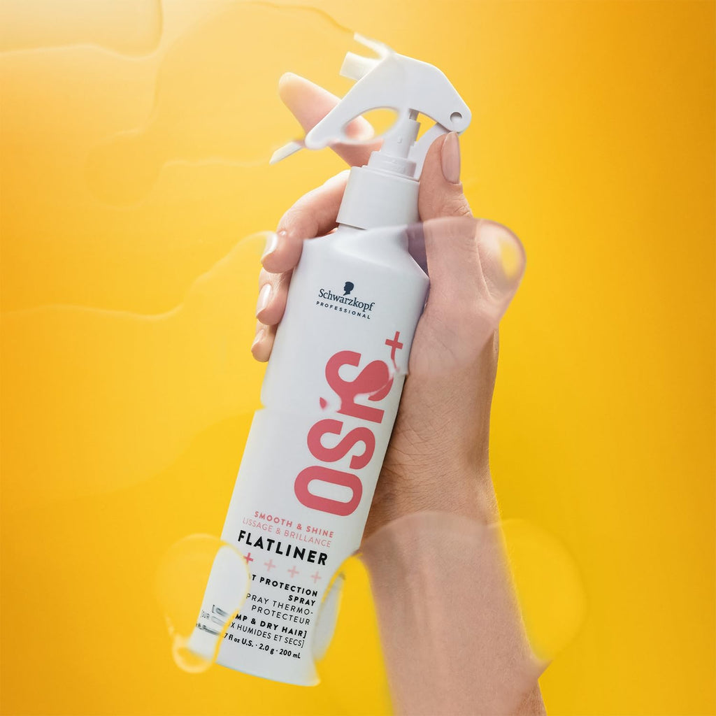 Schwarzkopf Professional OSiS Flatliner Spray Fixateur Protection Thermique Lisse Et Brillance Réduit Les Cassures Protège Contre L'Humidité Tenue Légère 200 ml