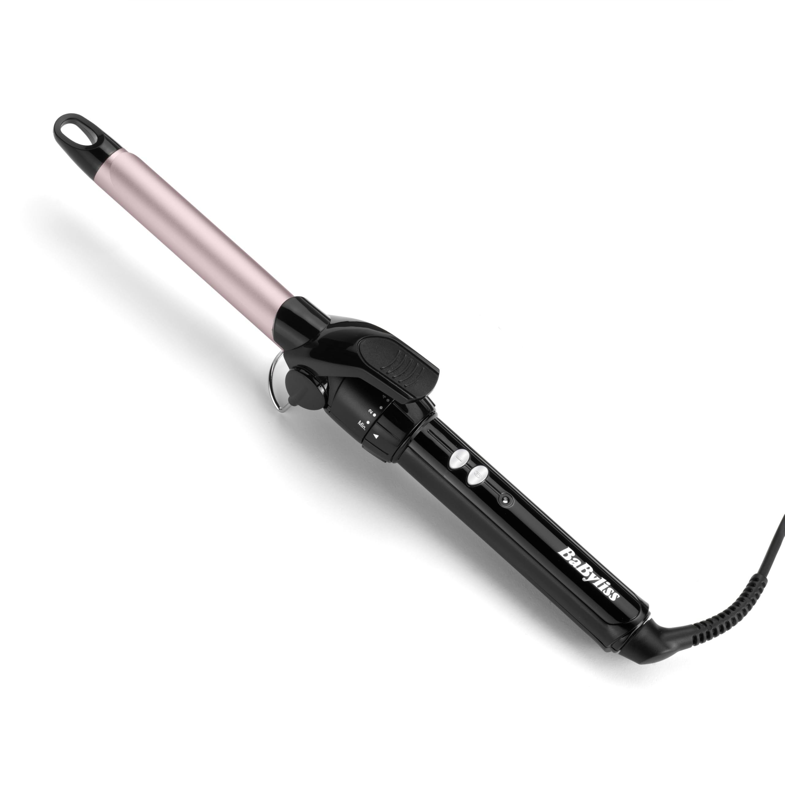 BaByliss Boucleur à pince 25 mm Curling Tong - Cylindre à revêtement ultra-doux Sublim' Touch, 10 réglages de température, Boucleur professionnel avec support de sécurité intégré, Noir et rose, C325E