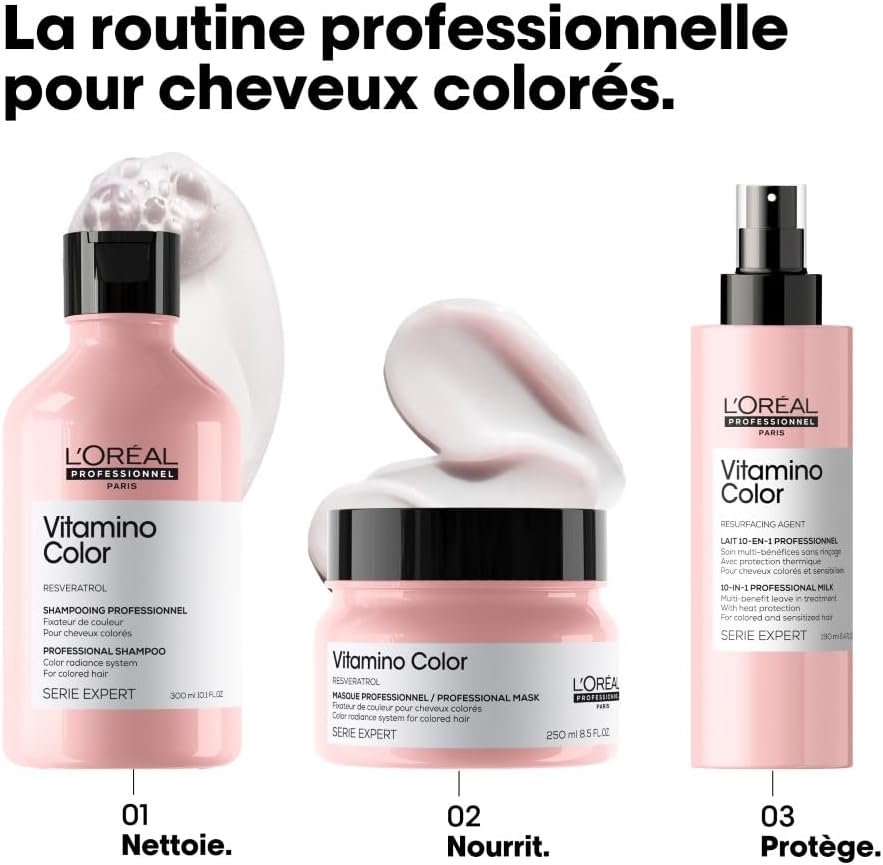 L'OREAL PROFESSIONNEL - Pour Cheveux Colorés - Vitamino Color - Protège la Couleur Pendant 8 Semaines - Cheveux 6x Plus Brillants & Protégés