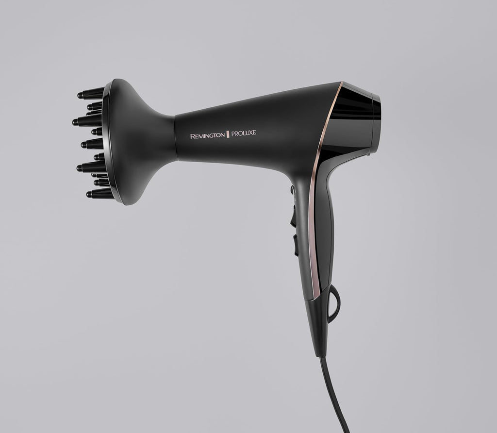 Remington Sèche-cheveux Ionique [Technologie OptiHeat] PROluxe Midnight (2400W, moteur AC pro durable, résultat salon & longue tenue, soin ionique, 3 concentrateurs + 1 diffuseur volume) AC9140B