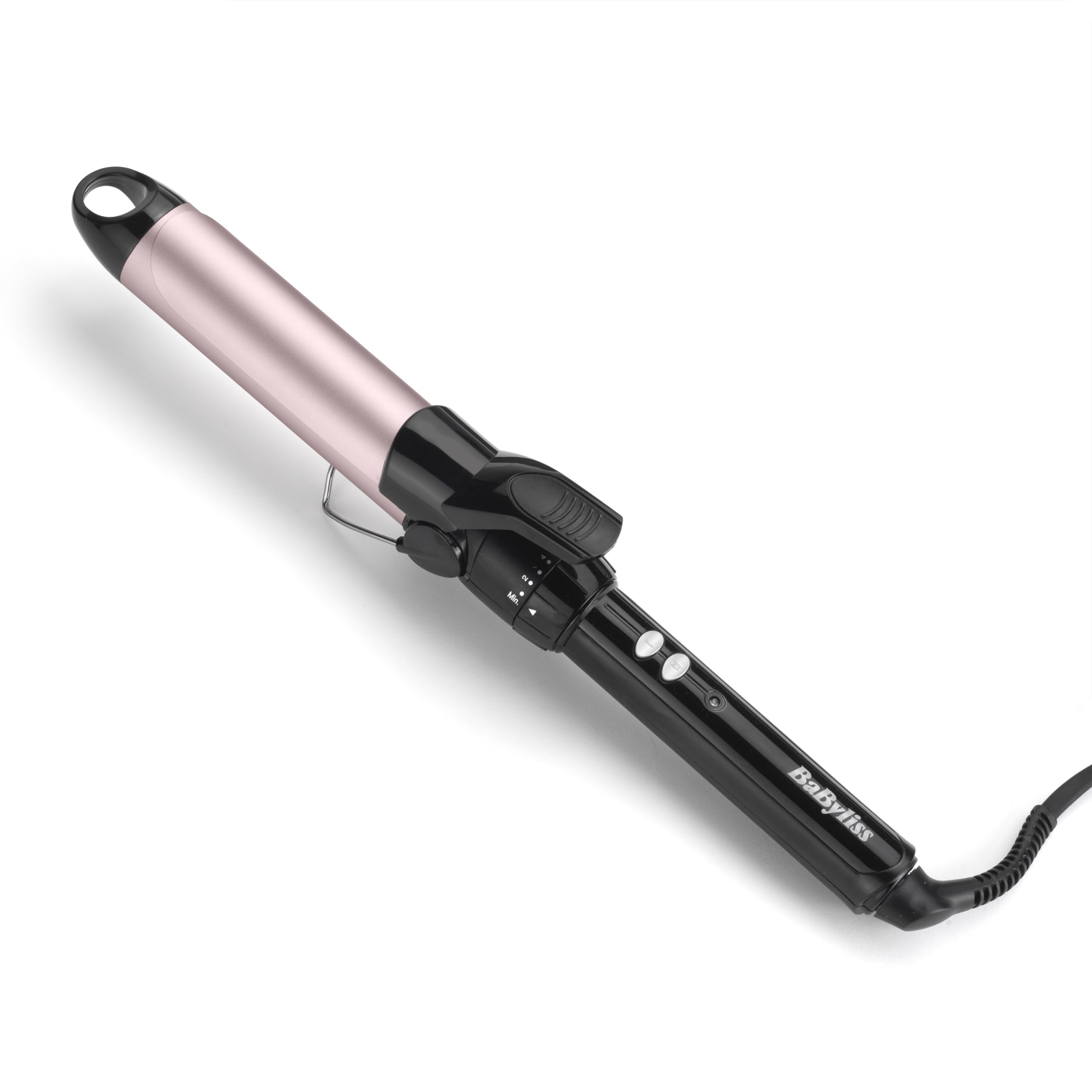 BaByliss Boucleur à pince 25 mm Curling Tong - Cylindre à revêtement ultra-doux Sublim' Touch, 10 réglages de température, Boucleur professionnel avec support de sécurité intégré, Noir et rose, C325E