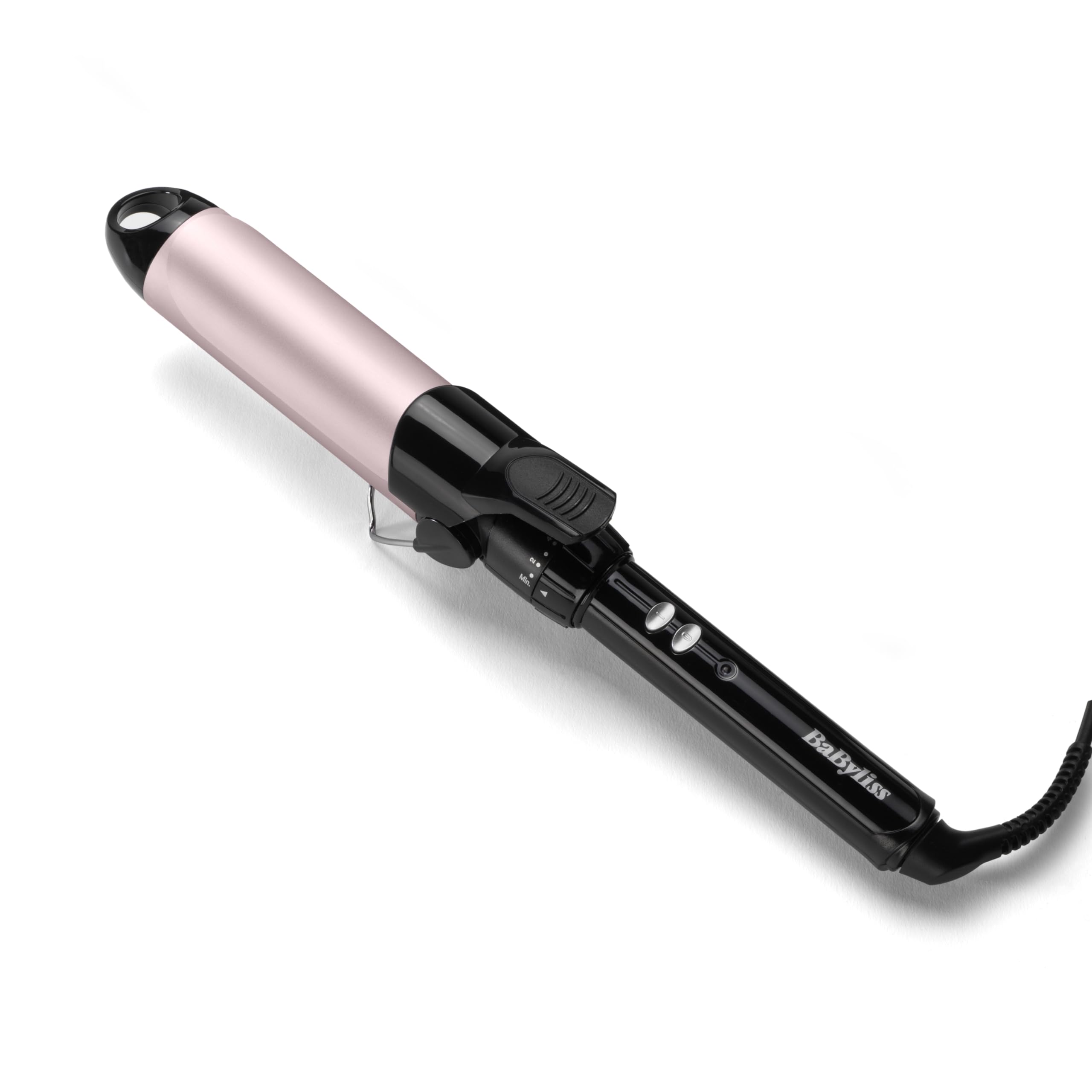 BaByliss Boucleur à pince 25 mm Curling Tong - Cylindre à revêtement ultra-doux Sublim' Touch, 10 réglages de température, Boucleur professionnel avec support de sécurité intégré, Noir et rose, C325E