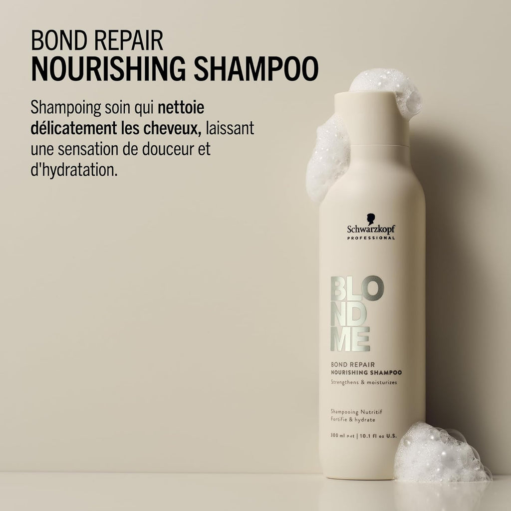 Schwarzkopf Professional BLONDME Bond Repair Nourishing Shampoo Shampooing Lissant Thé Blanc Profondément Nourrissant Hydratant Et Adoucissant 300 ml