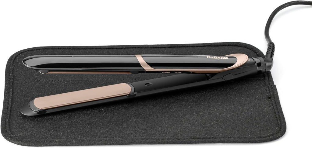 BaByliss Lisseur Cheveux Super Smooth- Technologie ionique anti-frisottis, Tapis thermorésistant, Plaques en céramique pour un lissage parfait, Chauffe ultra-rapide, Températures de 140-235°C, ST393E