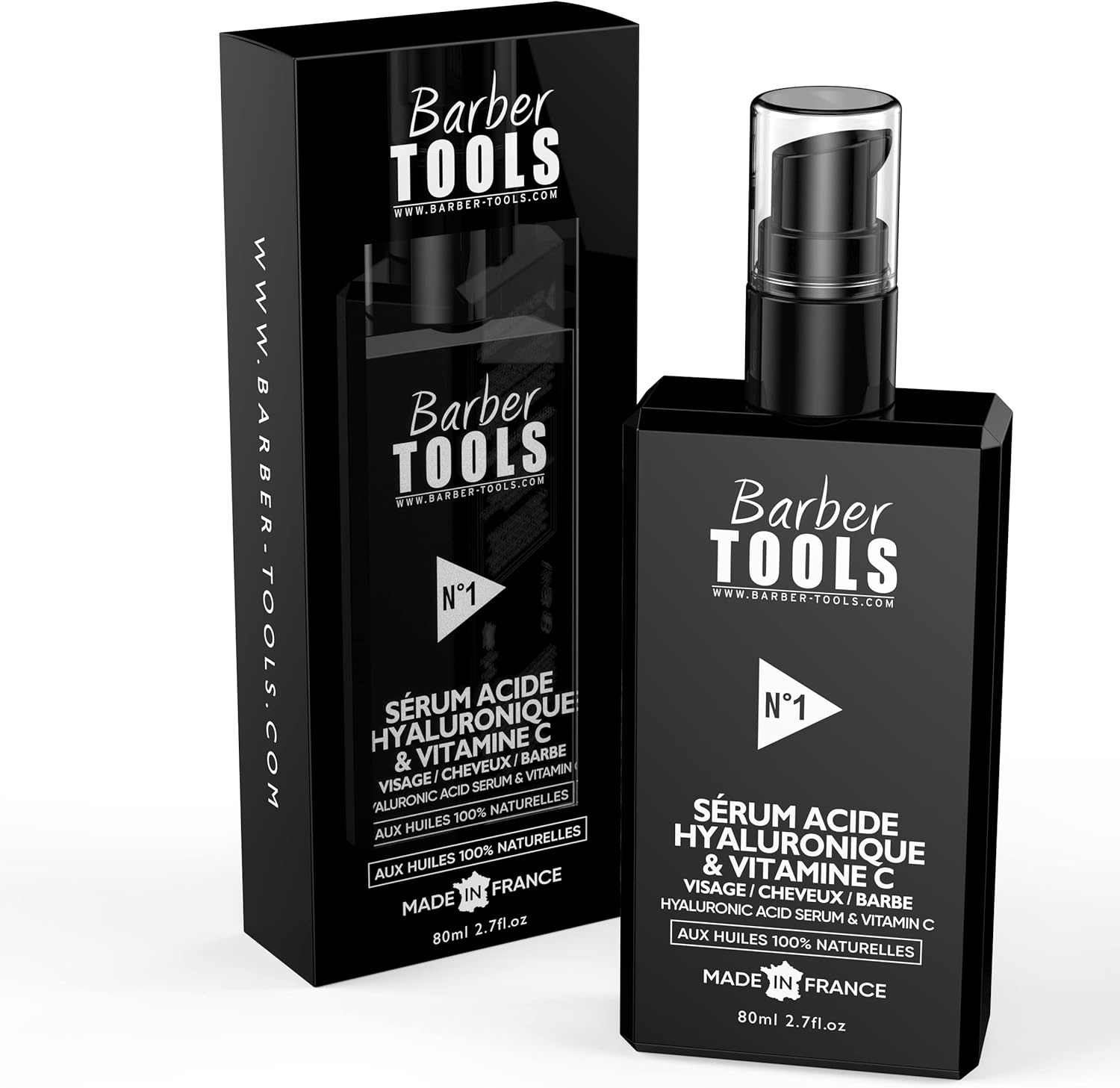 Sérum VISAGE - CHEVEUX - BARBE, Acide Hyaluronique & Vitamine C + Vitamine B, Vitamine E + 4 Huiles Végétales/Crème Hydratante, Nourrissante, Réparatrice, Anti-Âge