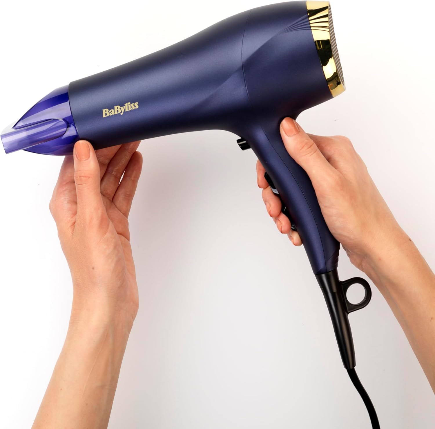 BaByliss Sèche-cheveux Midnight Luxe - Puissance de 2300W, Fonction ionique anti-frisottis, Séchage rapide, Professionnel et léger, 3 réglages de température & 2 réglages de vitesses, 5781PE