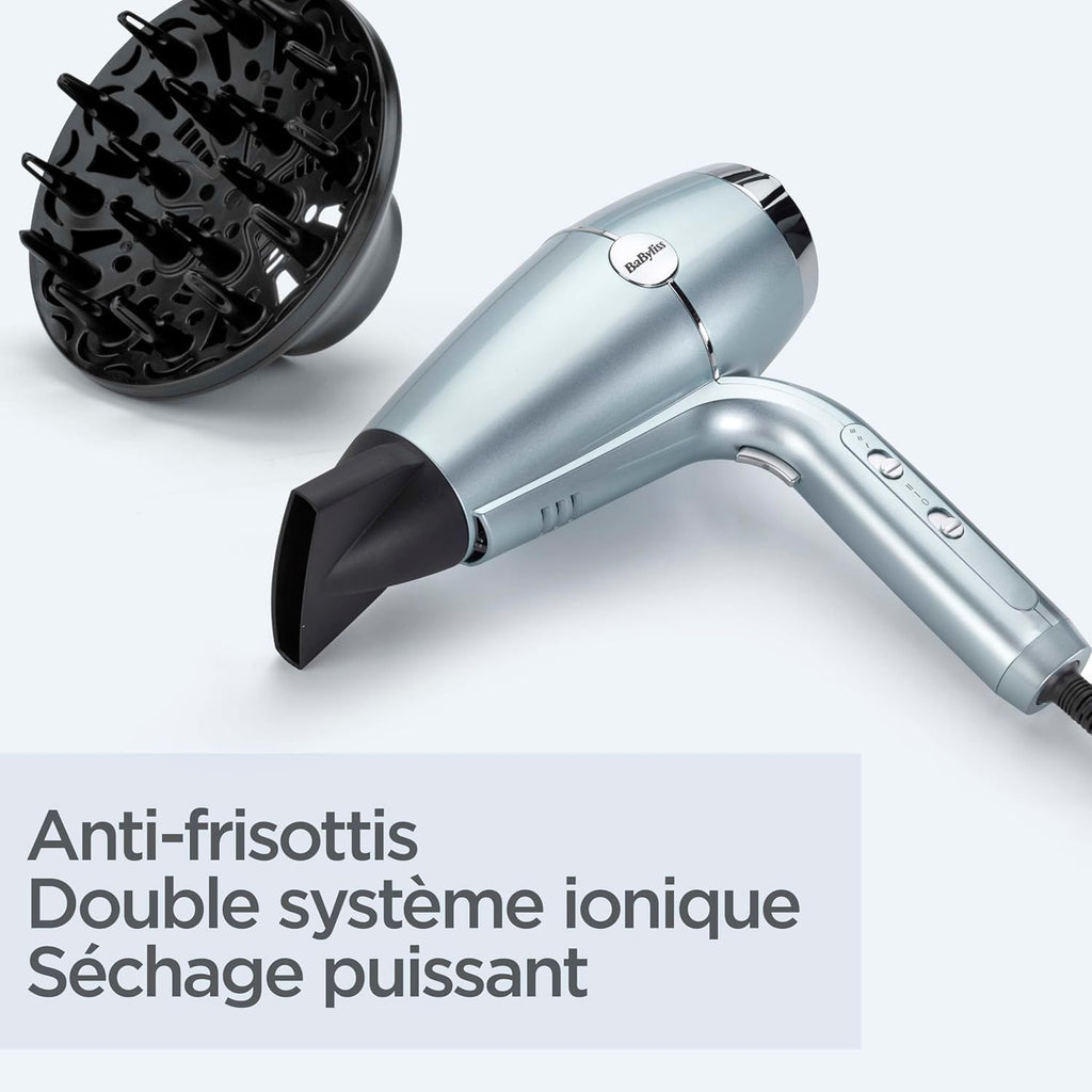 BaByliss - D773DE - Sèche-cheveux Hydro-Fusion - 2100W- Brushing digne d'un coiffeur - Fonction ionique pour des cheveux hydratés & protégés - Résultat brillant & soyeux, longue tenue
