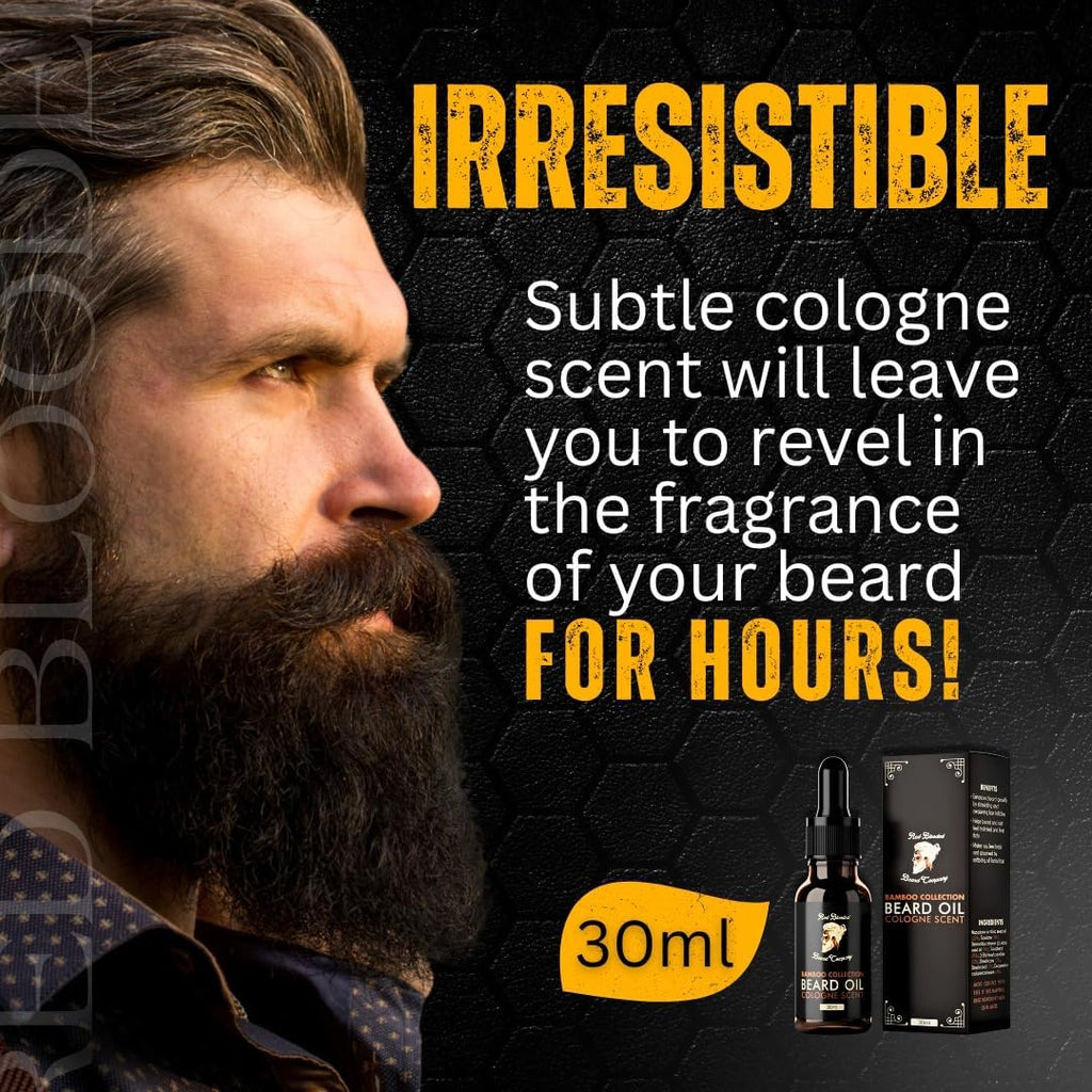 Red-Blooded Huile Barbe Homme parfumée à la Cologne - Aidant votre barbe à avoir un aspect, une sensation et une odeur irrésistibles - Végétalien