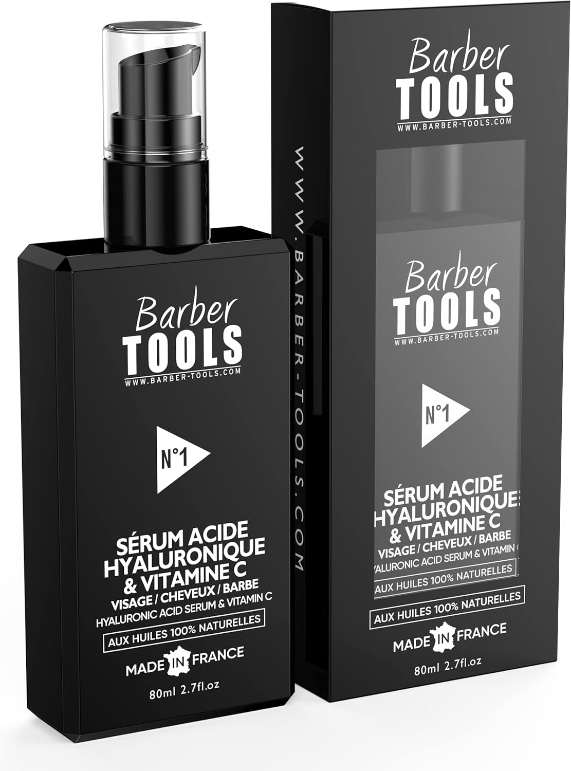 Sérum VISAGE - CHEVEUX - BARBE, Acide Hyaluronique & Vitamine C + Vitamine B, Vitamine E + 4 Huiles Végétales/Crème Hydratante, Nourrissante, Réparatrice, Anti-Âge