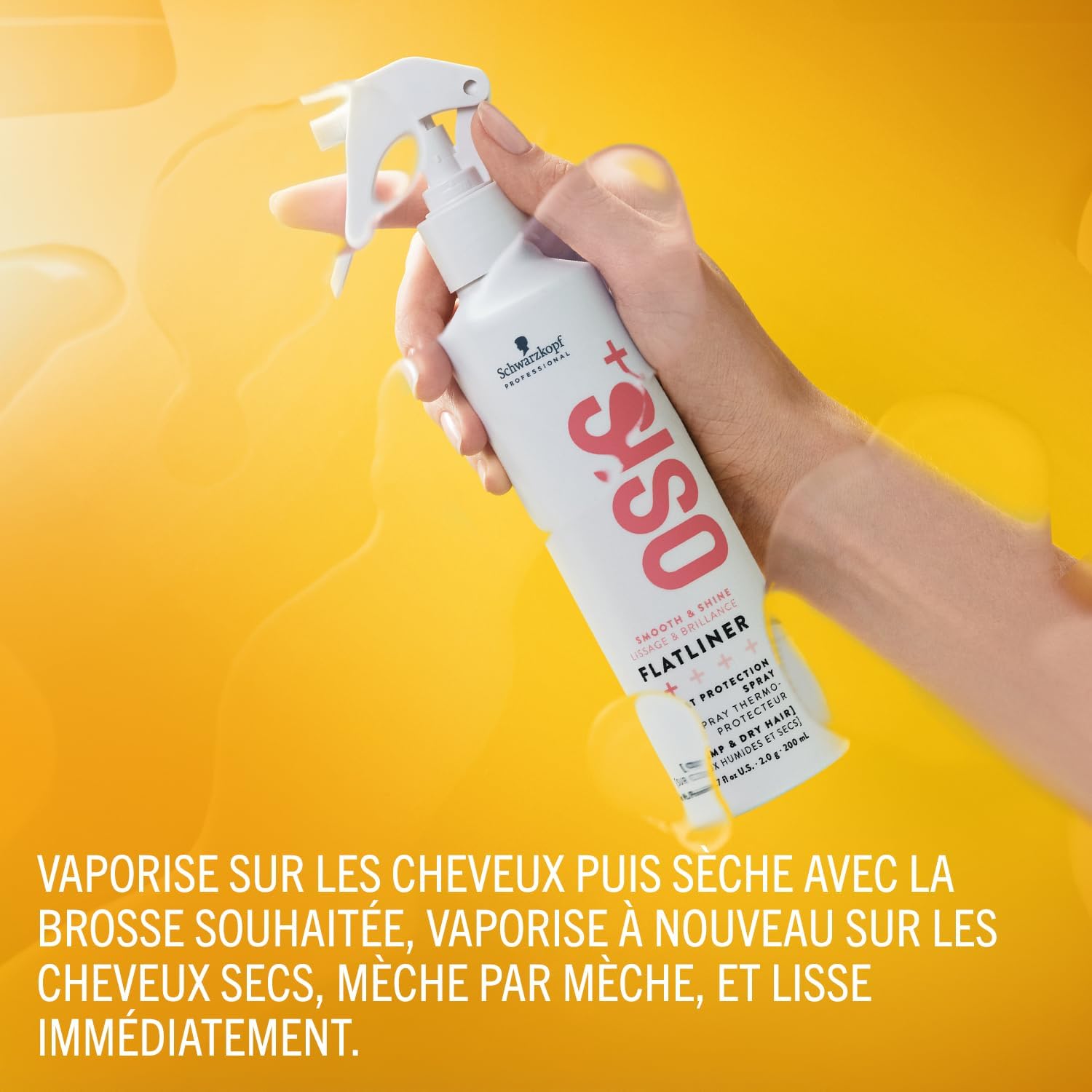 Schwarzkopf Professional OSiS Flatliner Spray Fixateur Protection Thermique Lisse Et Brillance Réduit Les Cassures Protège Contre L'Humidité Tenue Légère 200 ml