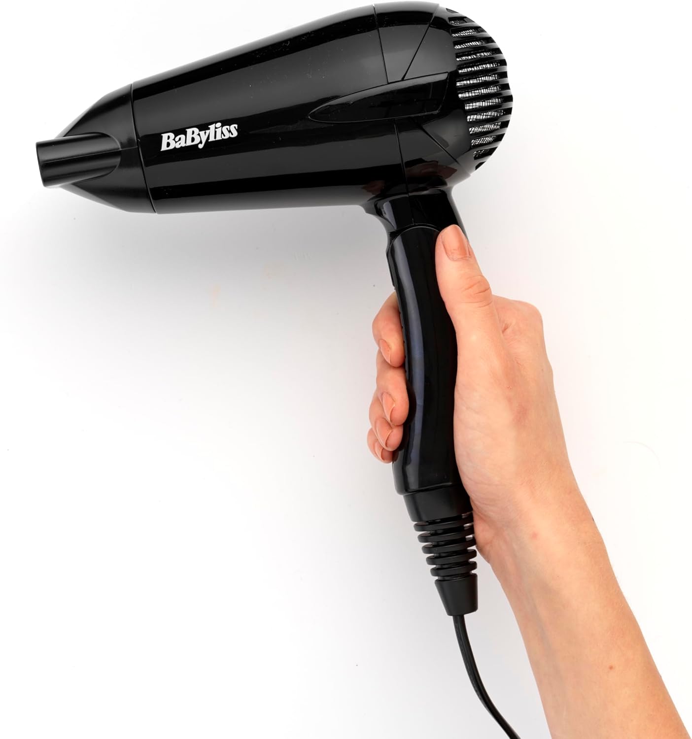 BaByliss Sèche-cheveux de voyage pliable Sèche-cheveux léger et puissant de 2000 W, Bi-voltage, Utilisation universelle, 2 réglages de température/vitesse, Noir/orange, 5344E