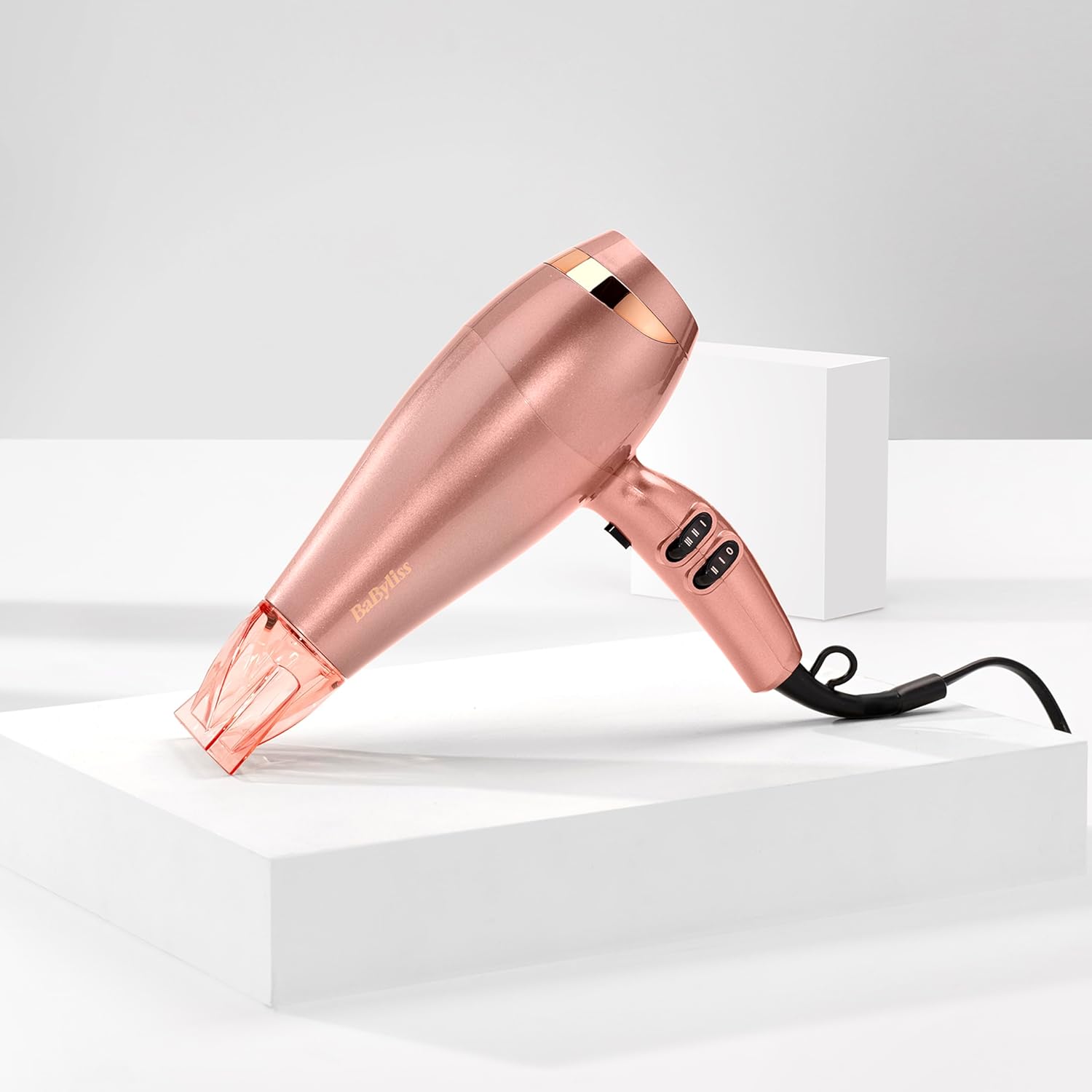 BaByliss Sèche-cheveux Rose Gold - Sèche-cheveux léger et puissant, 2100W, Fonction ionique, Technologie céramique, Séchage rapide, 3 températures et 2 vitesses, Rose gold, 5336PE