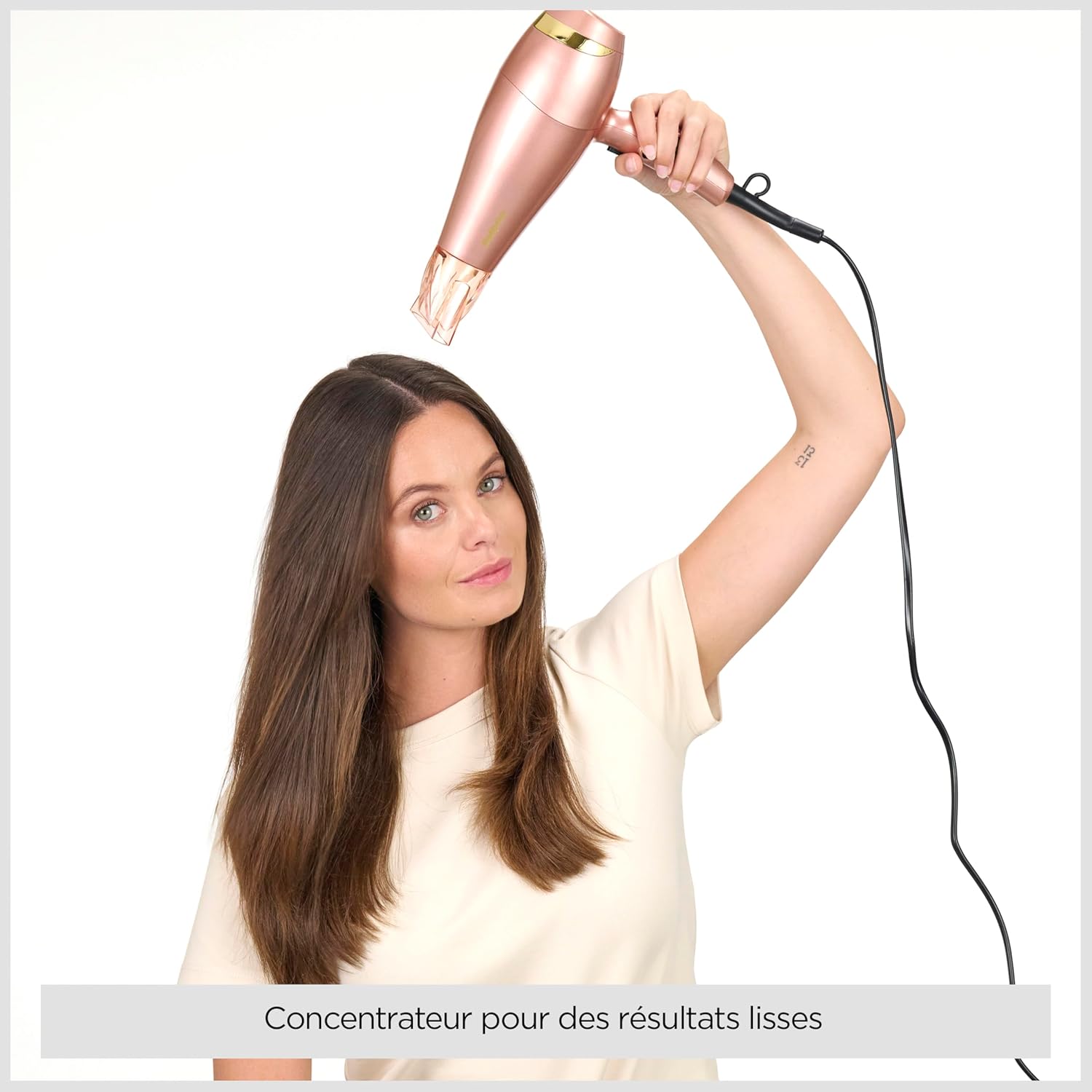 BaByliss Sèche-cheveux Rose Gold - Sèche-cheveux léger et puissant, 2100W, Fonction ionique, Technologie céramique, Séchage rapide, 3 températures et 2 vitesses, Rose gold, 5336PE