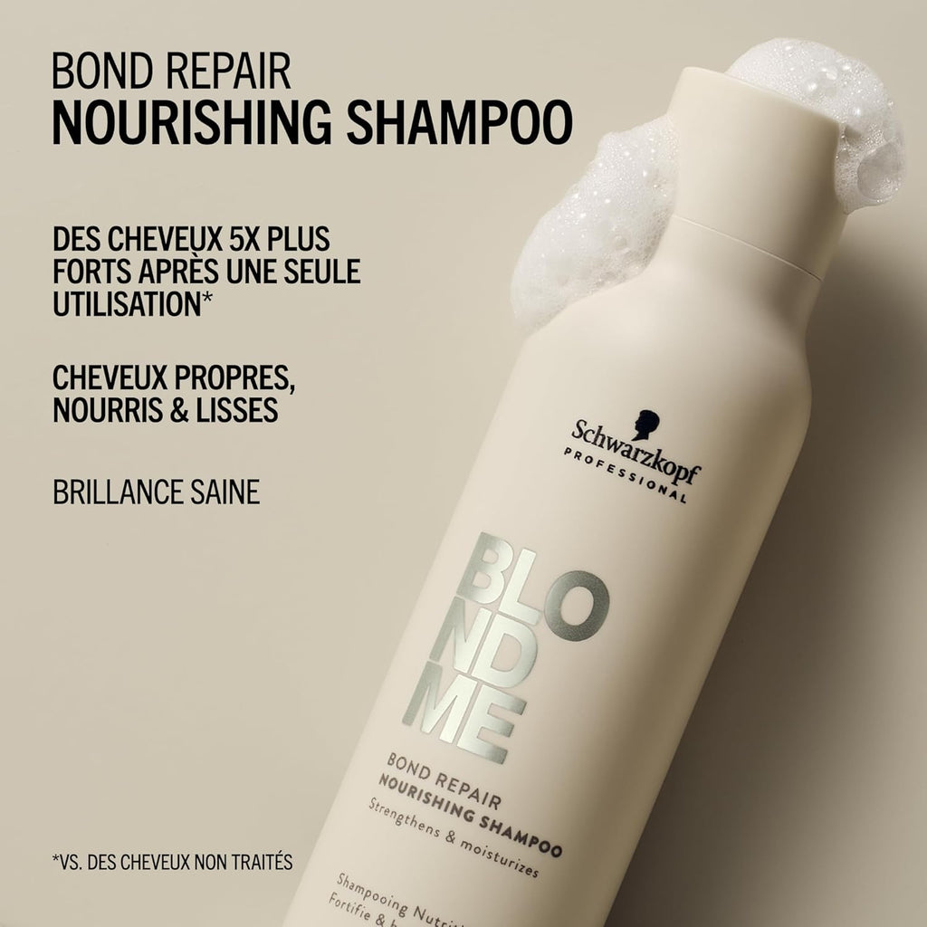 Schwarzkopf Professional BLONDME Bond Repair Nourishing Shampoo Shampooing Lissant Thé Blanc Profondément Nourrissant Hydratant Et Adoucissant 300 ml