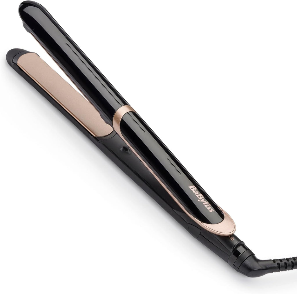 BaByliss Lisseur Cheveux Super Smooth- Technologie ionique anti-frisottis, Tapis thermorésistant, Plaques en céramique pour un lissage parfait, Chauffe ultra-rapide, Températures de 140-235°C, ST393E