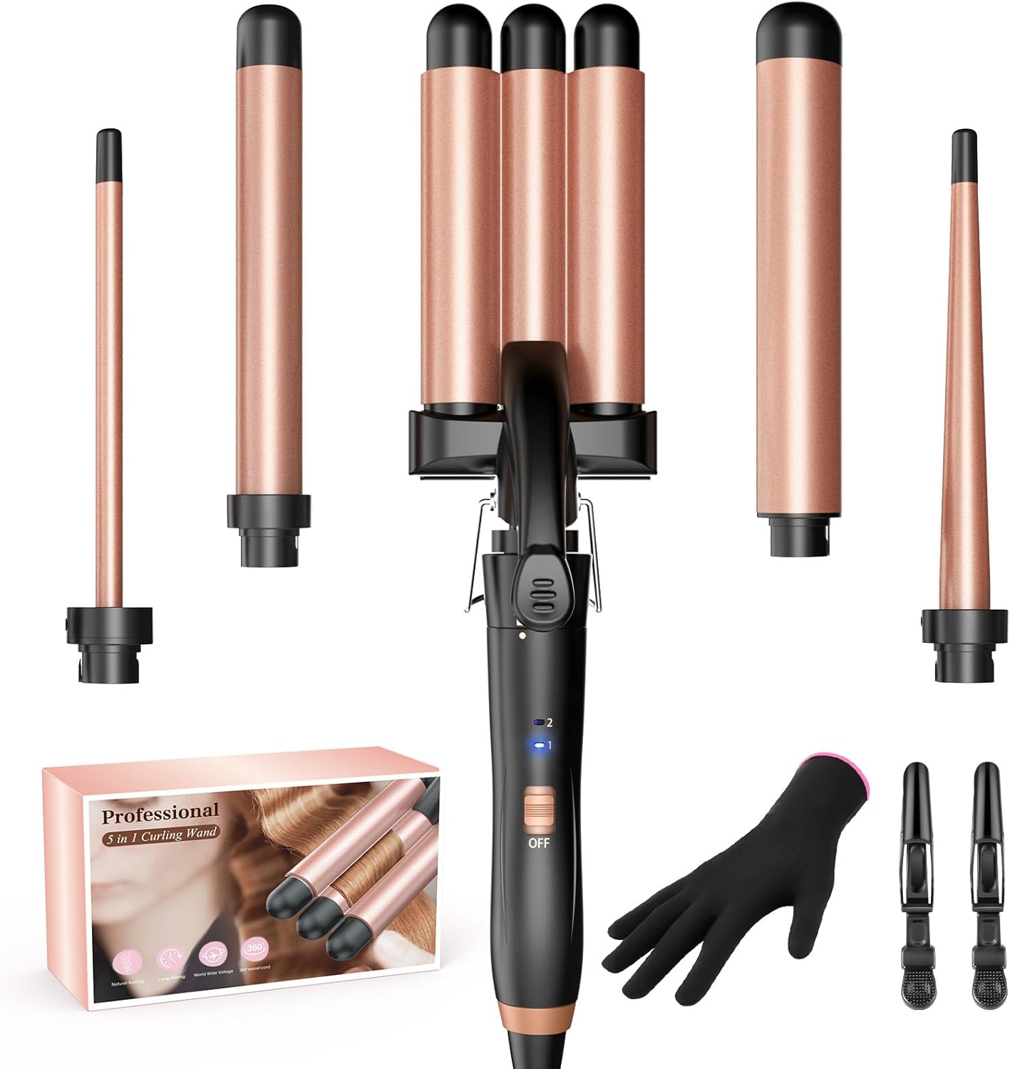 BESTOPE MIX Boucleur 3 Tete Fer a Boucler-[22mm] Boucleur a Cheveux en Céramique Fer à Friser 2 Températures, Fer a Onduler Chauffage Rapide pour Cheveux Longs, Courts