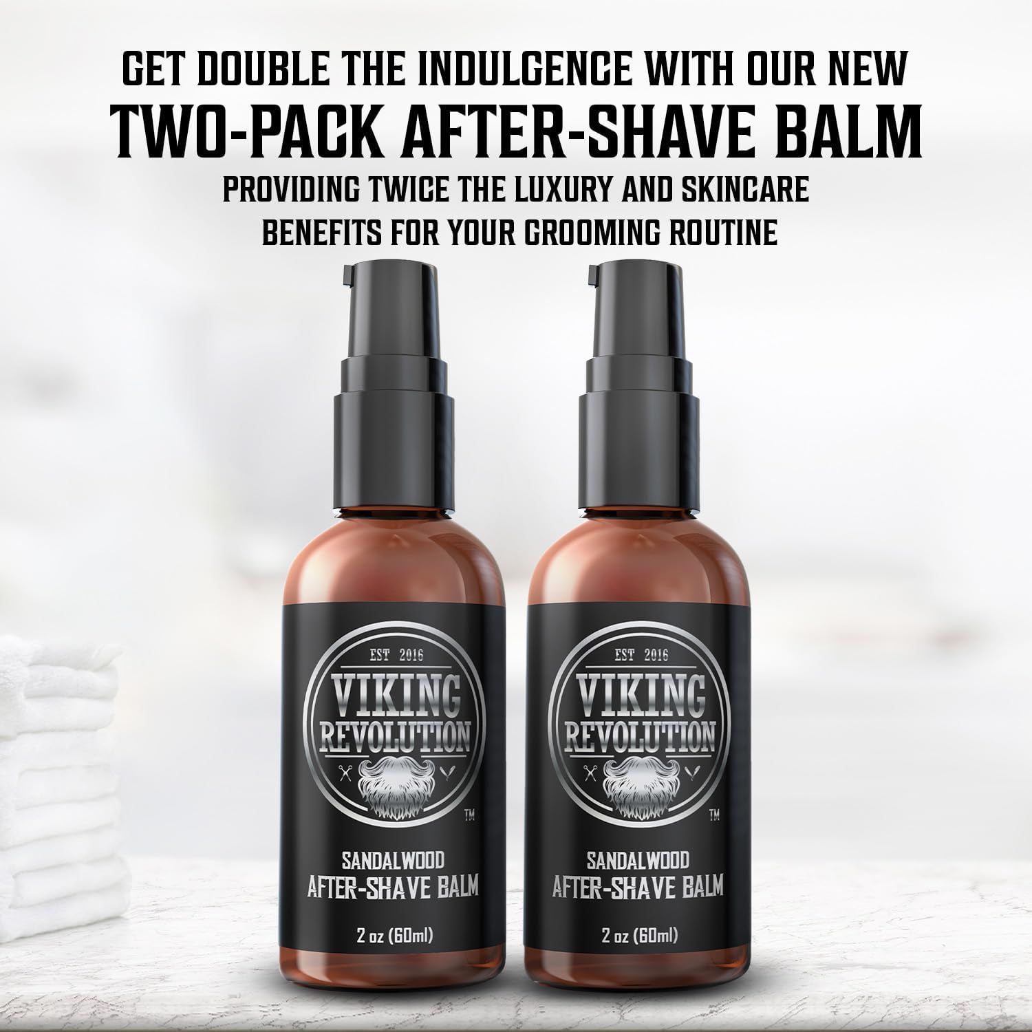 Luxury After-Shave Balm for Men - Premium After-Shave Lotion - Soothes and Moisturizes Face After Shaving - Eliminates Razor Burn for A Silky Smooth Finish - Sandalwood Scent (2 Pack)