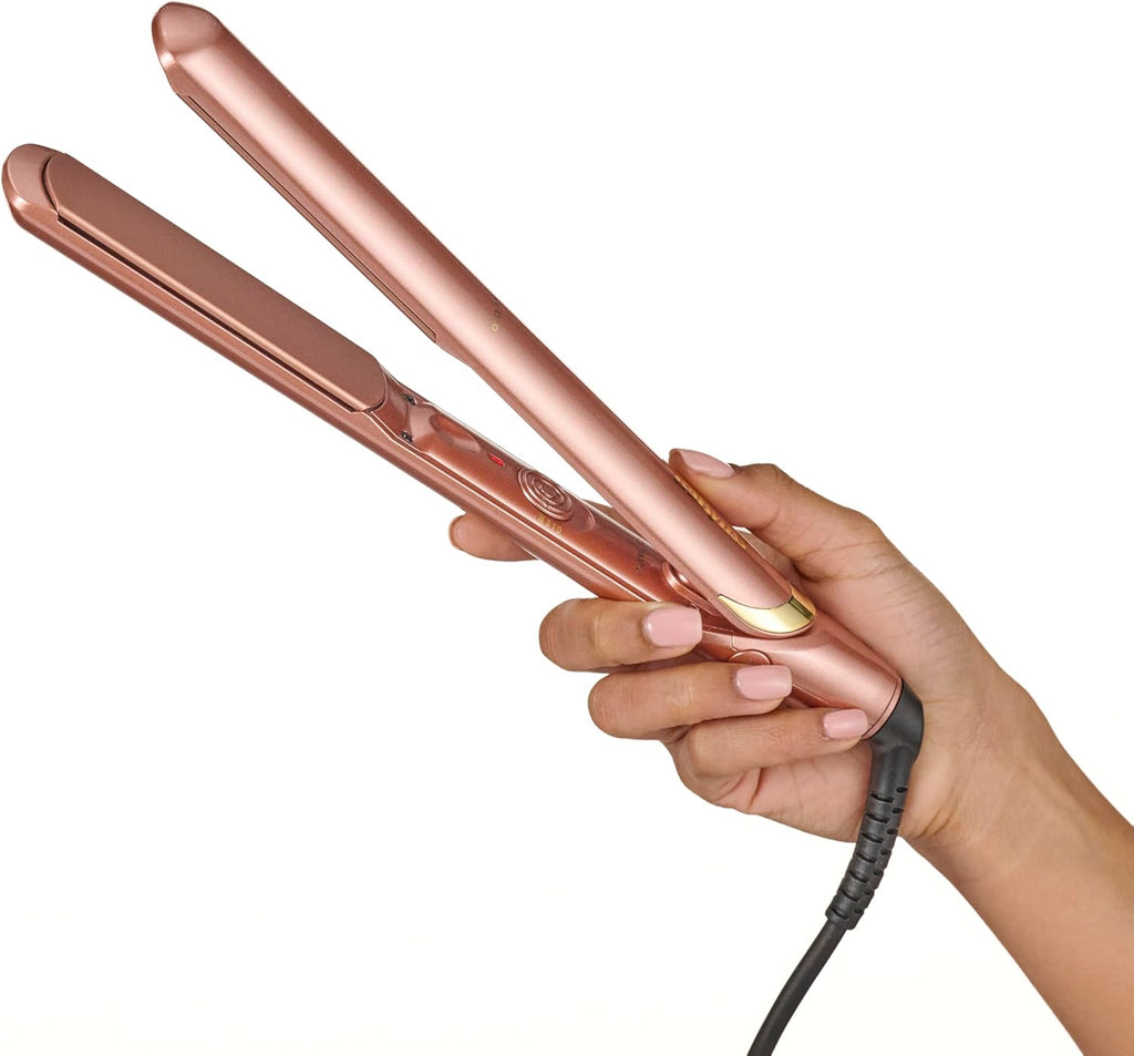BaByliss Lisseur Cheveux Rose Gold - Plaques en Céramique, Multi-voltage, Utilisation universelle, Chauffe ultra-rapide en 15 sec, 3 réglages de température jusqu'à 235°C, 2598PE