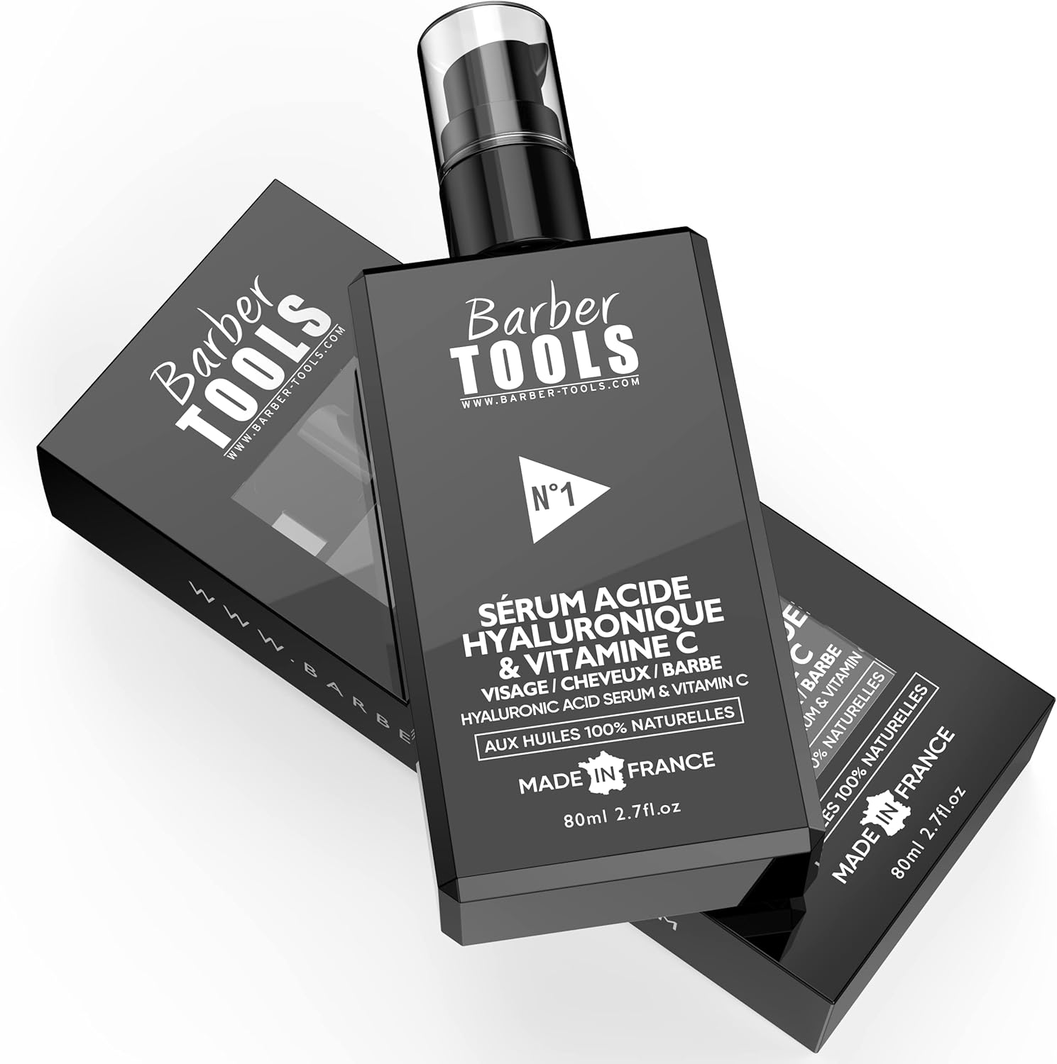 Sérum VISAGE - CHEVEUX - BARBE, Acide Hyaluronique & Vitamine C + Vitamine B, Vitamine E + 4 Huiles Végétales/Crème Hydratante, Nourrissante, Réparatrice, Anti-Âge