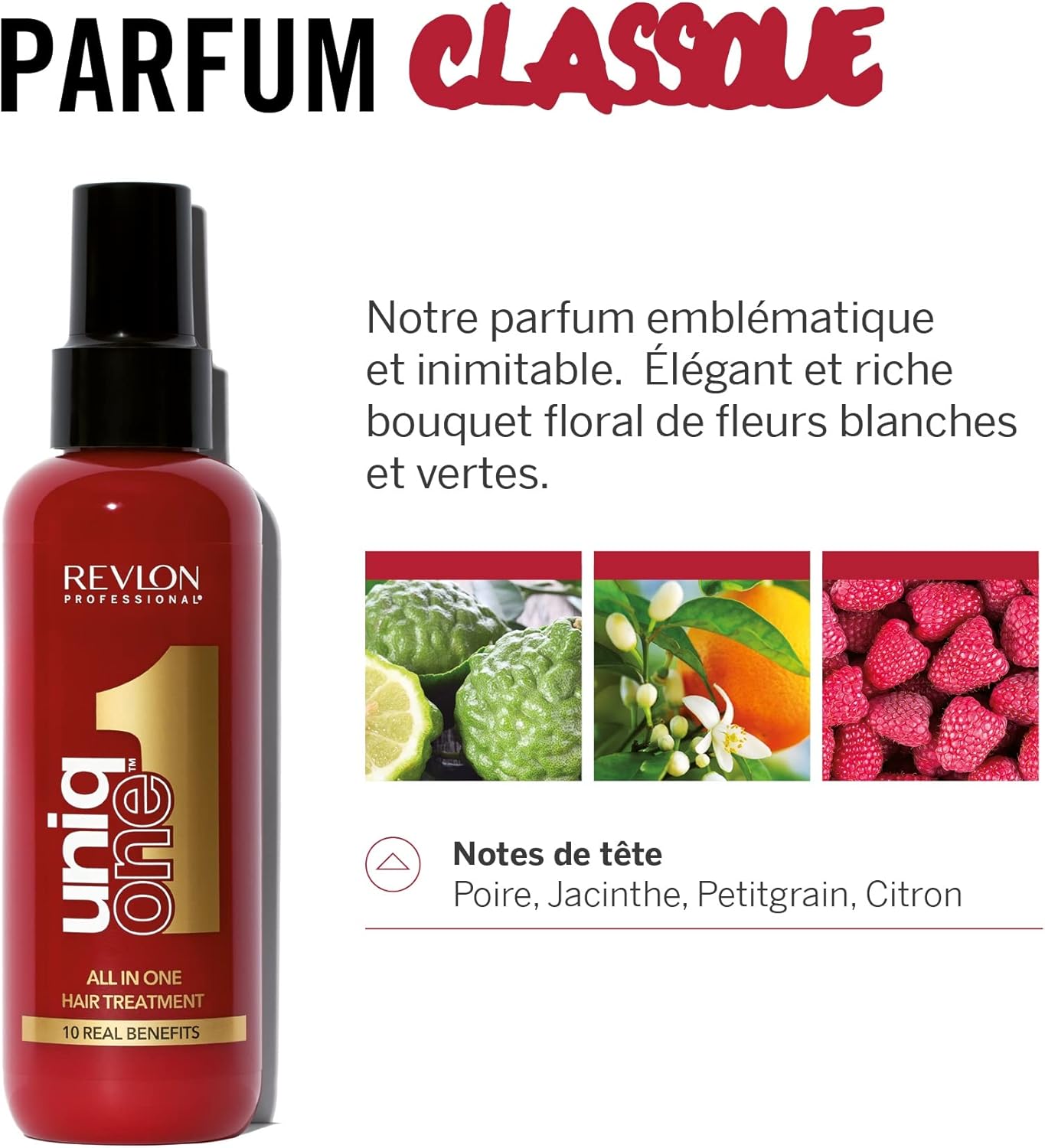 Revlon Professional UniqOne - Masque cheveux en Spray 10 en 1 - Protecteur de Chaleur pour Cheveux - Soin des Cheveux Sans Rinçage - Spray Cheveux Formule Vegan - Tous Types de Cheveux - 150 ml