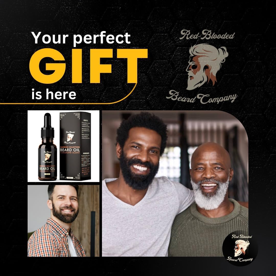 Red-Blooded Huile Barbe Homme parfumée à la Cologne - Aidant votre barbe à avoir un aspect, une sensation et une odeur irrésistibles - Végétalien