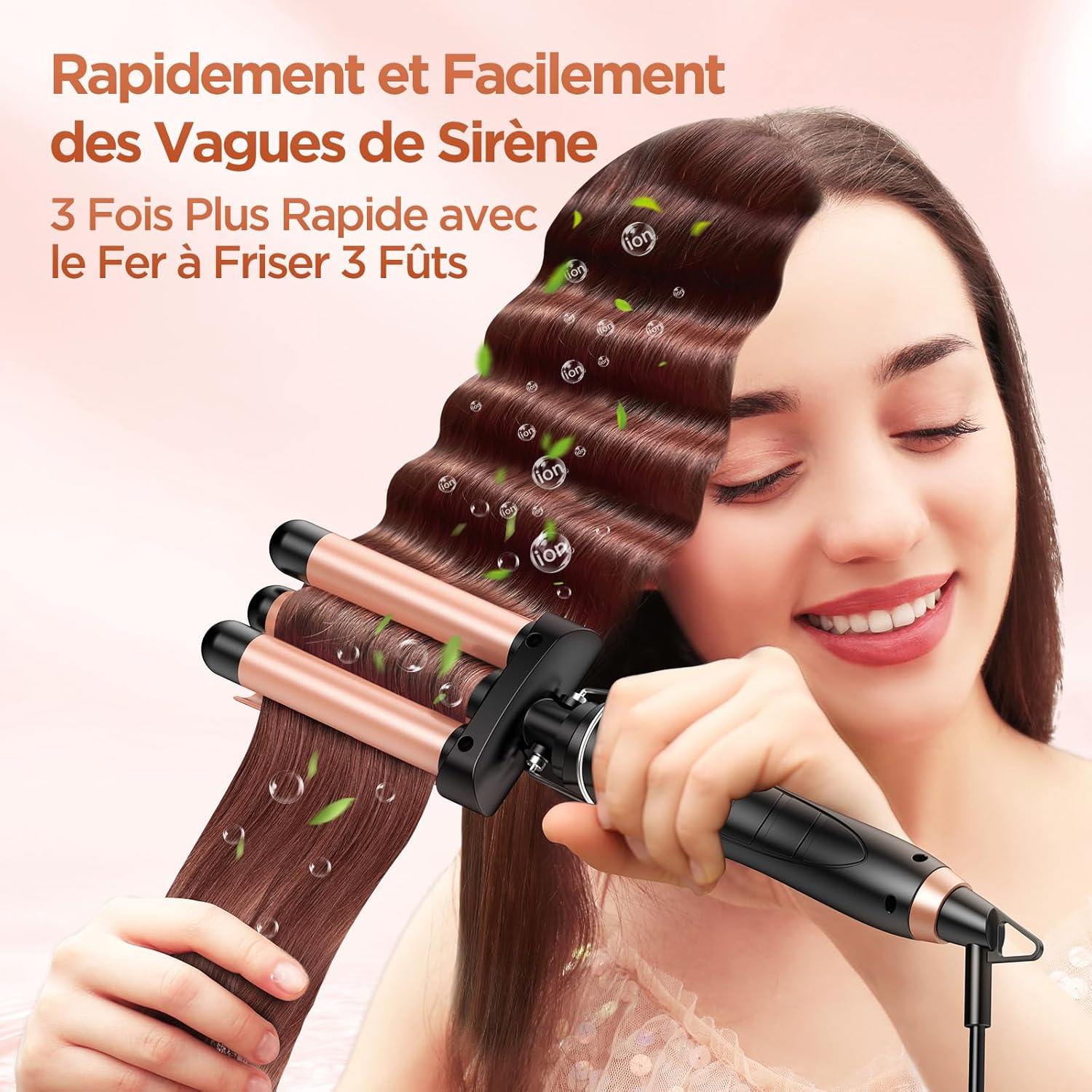 BESTOPE MIX Boucleur 3 Tete Fer a Boucler-[22mm] Boucleur a Cheveux en Céramique Fer à Friser 2 Températures, Fer a Onduler Chauffage Rapide pour Cheveux Longs, Courts