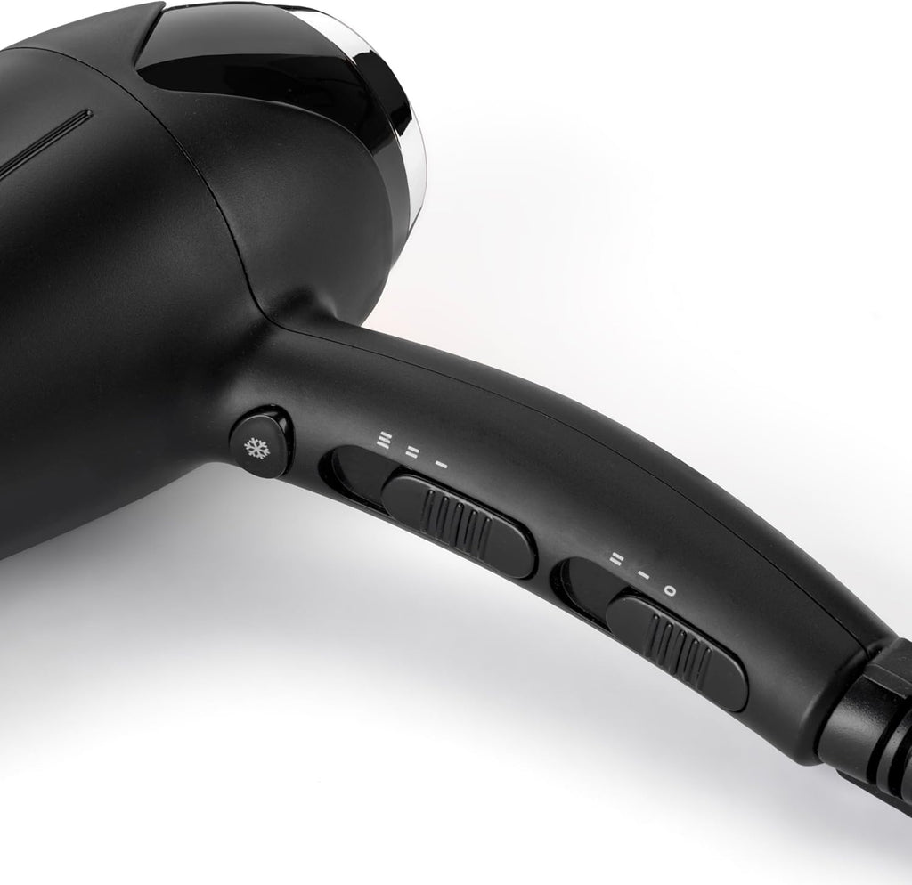 BaByliss Sèche-cheveux Turbo Smooth - Sèche-cheveux puissant de 2200W, Diffuseur large, Technologie ionique anti-frisottis, 3 réglages de température et 2 réglages de vitesse, noir, D572DE