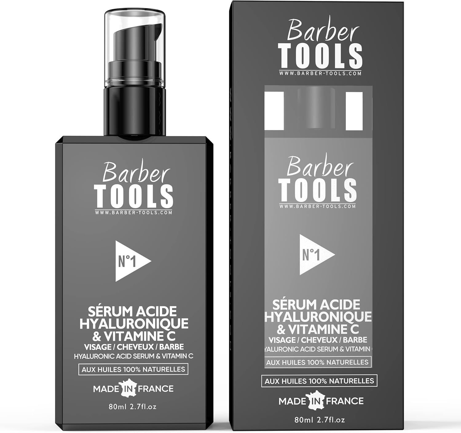 Sérum VISAGE - CHEVEUX - BARBE, Acide Hyaluronique & Vitamine C + Vitamine B, Vitamine E + 4 Huiles Végétales/Crème Hydratante, Nourrissante, Réparatrice, Anti-Âge