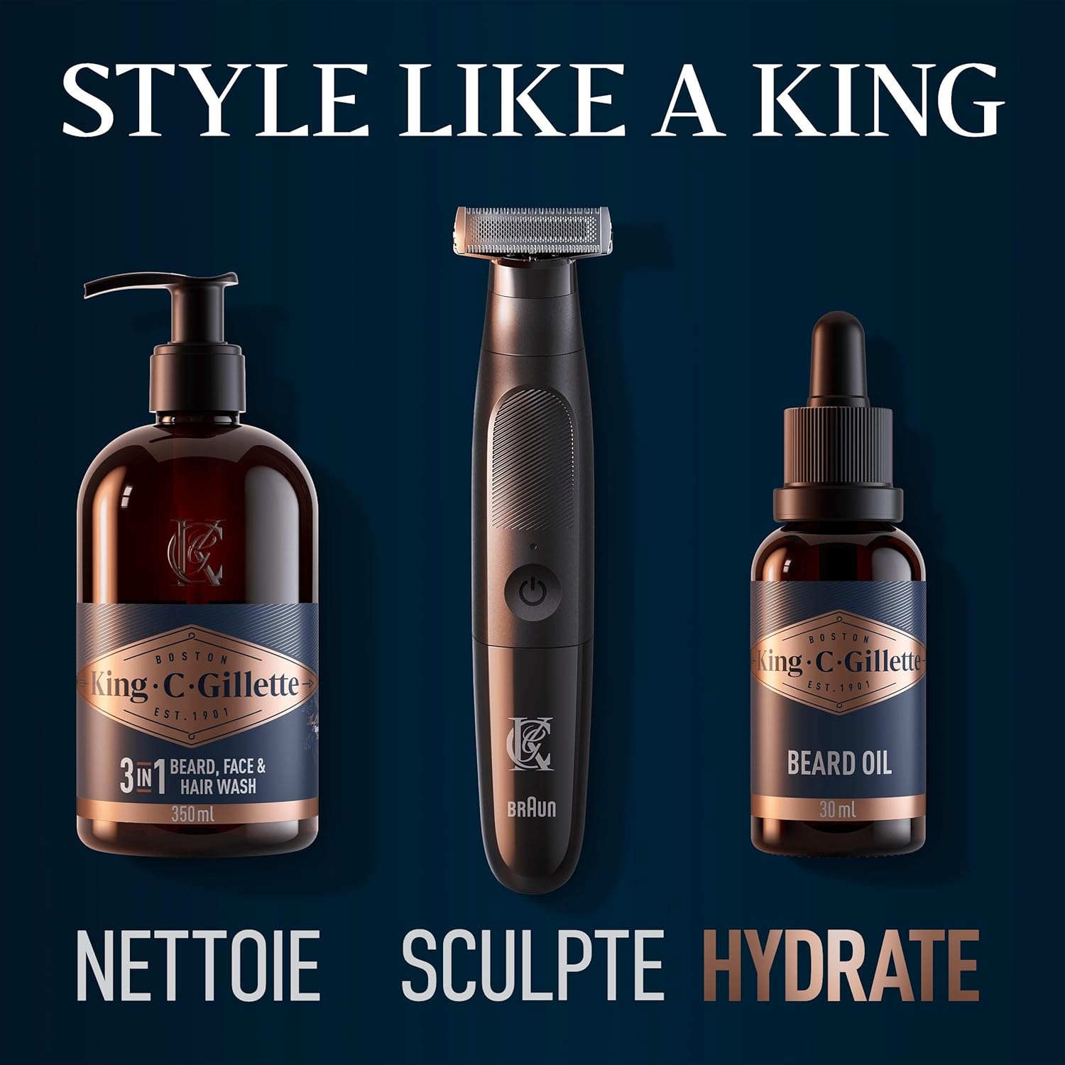 King C. Gillette Huile A Barbe Homme Avec Des Notes De Bois De Santal, Cèdre, Bergamote, Cardamome, Mandarine, Adoucit Et Hydrate, Etape D’Entretien Pour Tous Les Types De La Barbe, 30ml