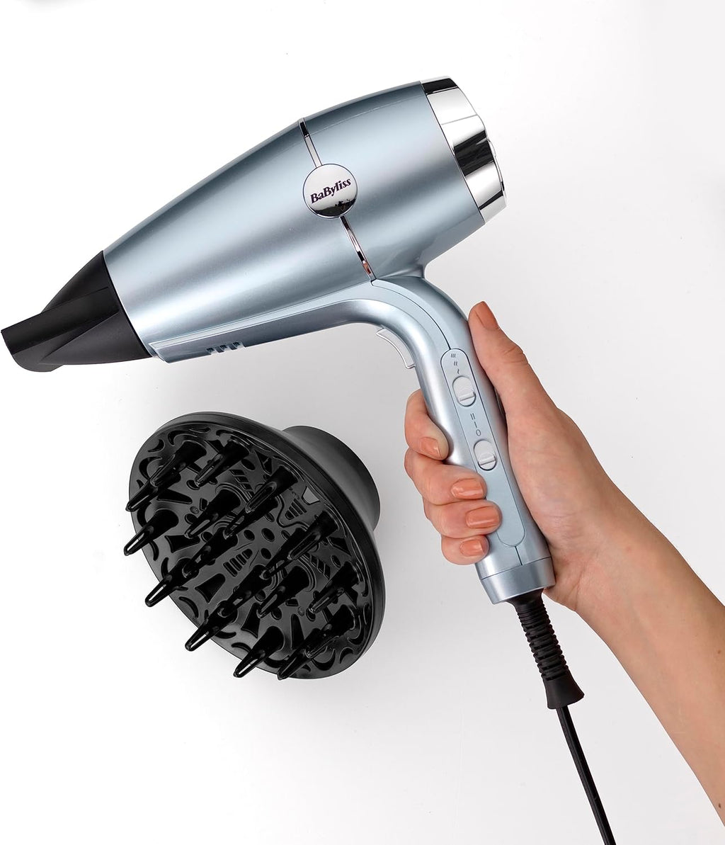 BaByliss - D773DE - Sèche-cheveux Hydro-Fusion - 2100W- Brushing digne d'un coiffeur - Fonction ionique pour des cheveux hydratés & protégés - Résultat brillant & soyeux, longue tenue