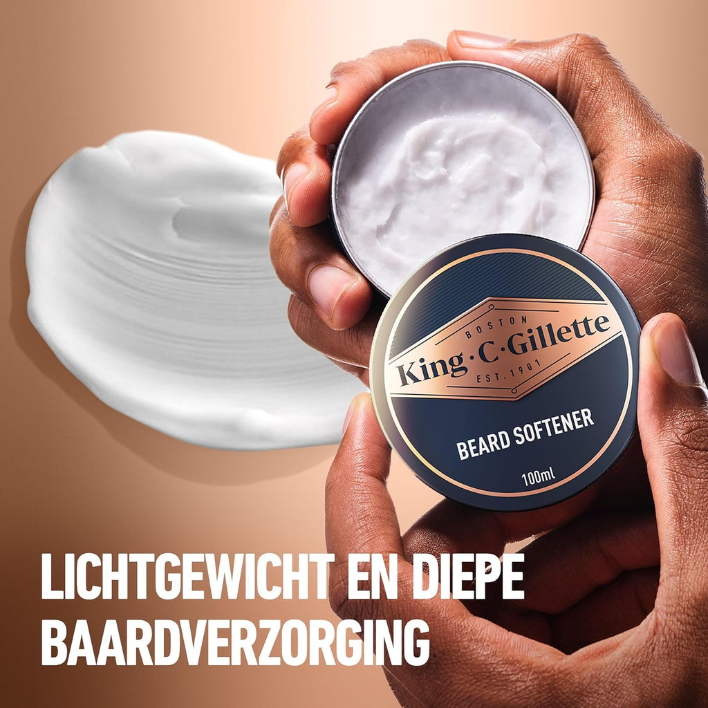 Gillette King C. Baume Barbe Homme, Conditionneur Adoucissant Au Beurre De Cacao Nutritif, À L’Huile D’Argan Et Au Beurre De Karité, Hydrate Et Revitalise, Accessoire Kit De Rasage Pour Hommes
