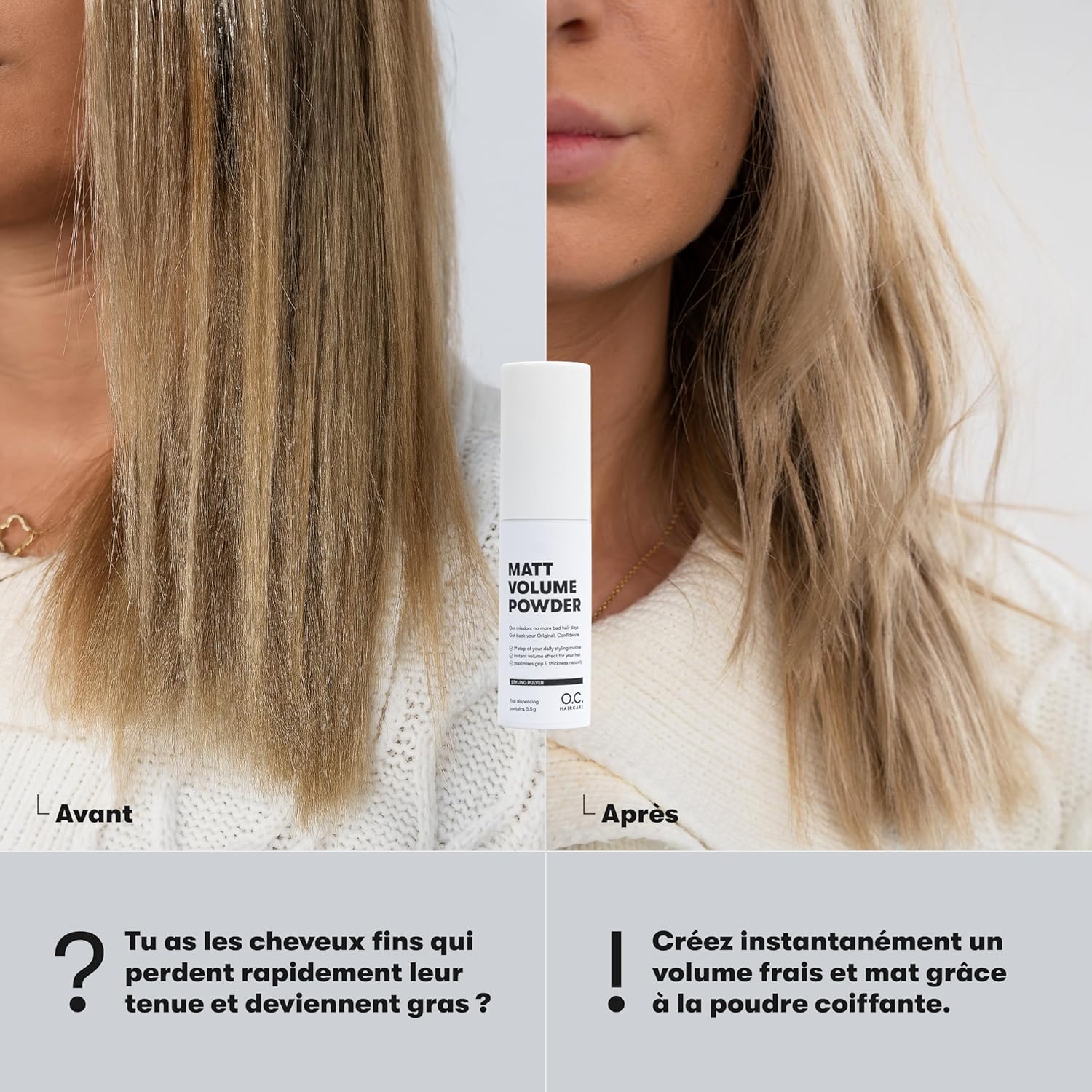 Poudre coiffante - Poudre pour cheveux fins & délicats - avec EFFET MATTE - coiffante pour une stabilité maximale - recommandée par les plus grands salons (11 g (Lot de 2))